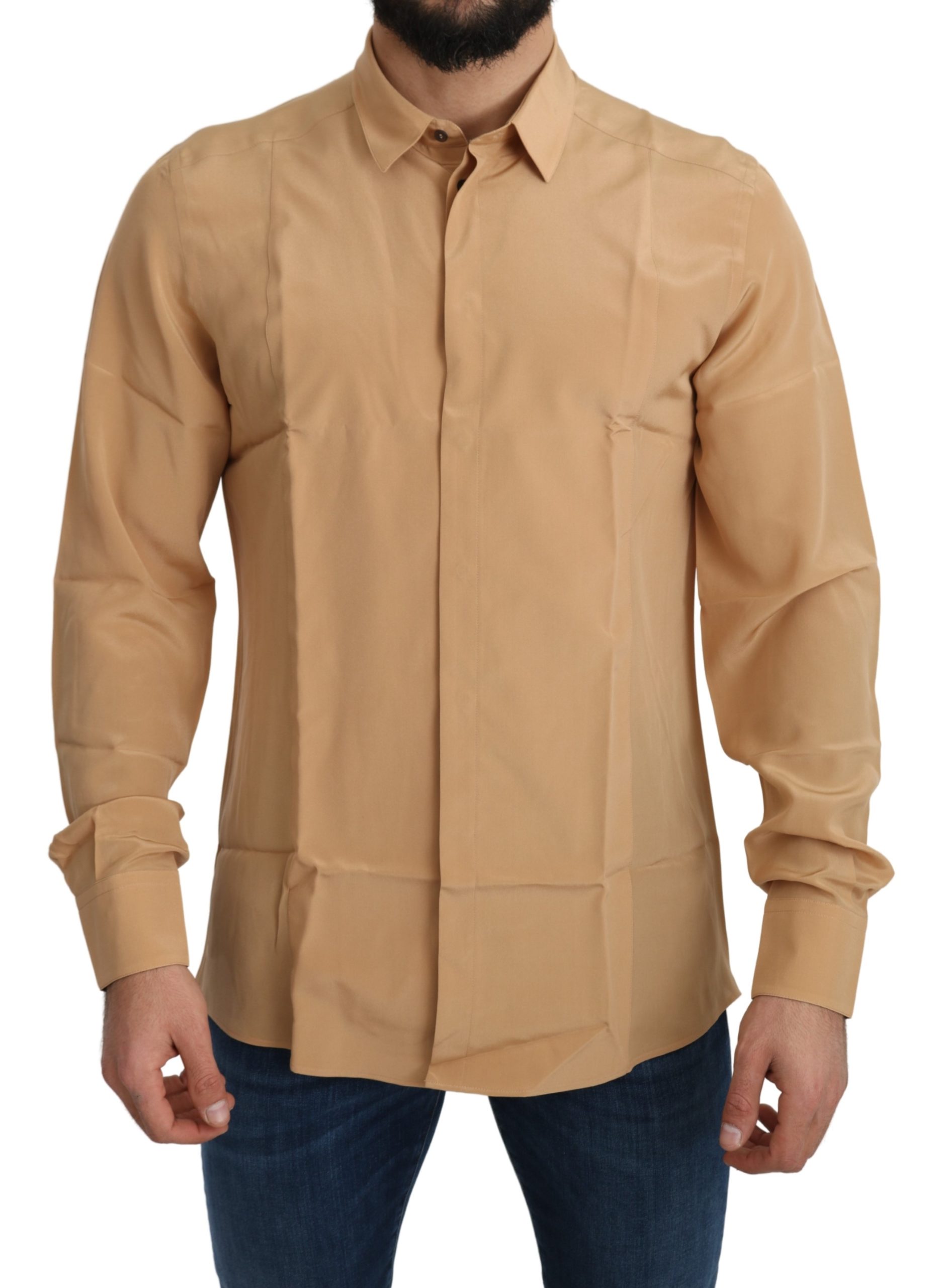 Dolce & Gabbana Men's Silk Slim Shirt Yellow TSH5213 - IT40 | M