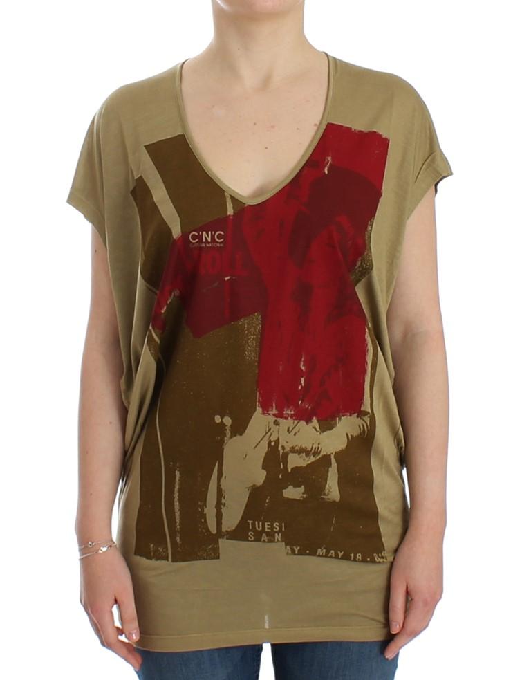 Costume National Women's print SS Top Green SIG12534 - XS