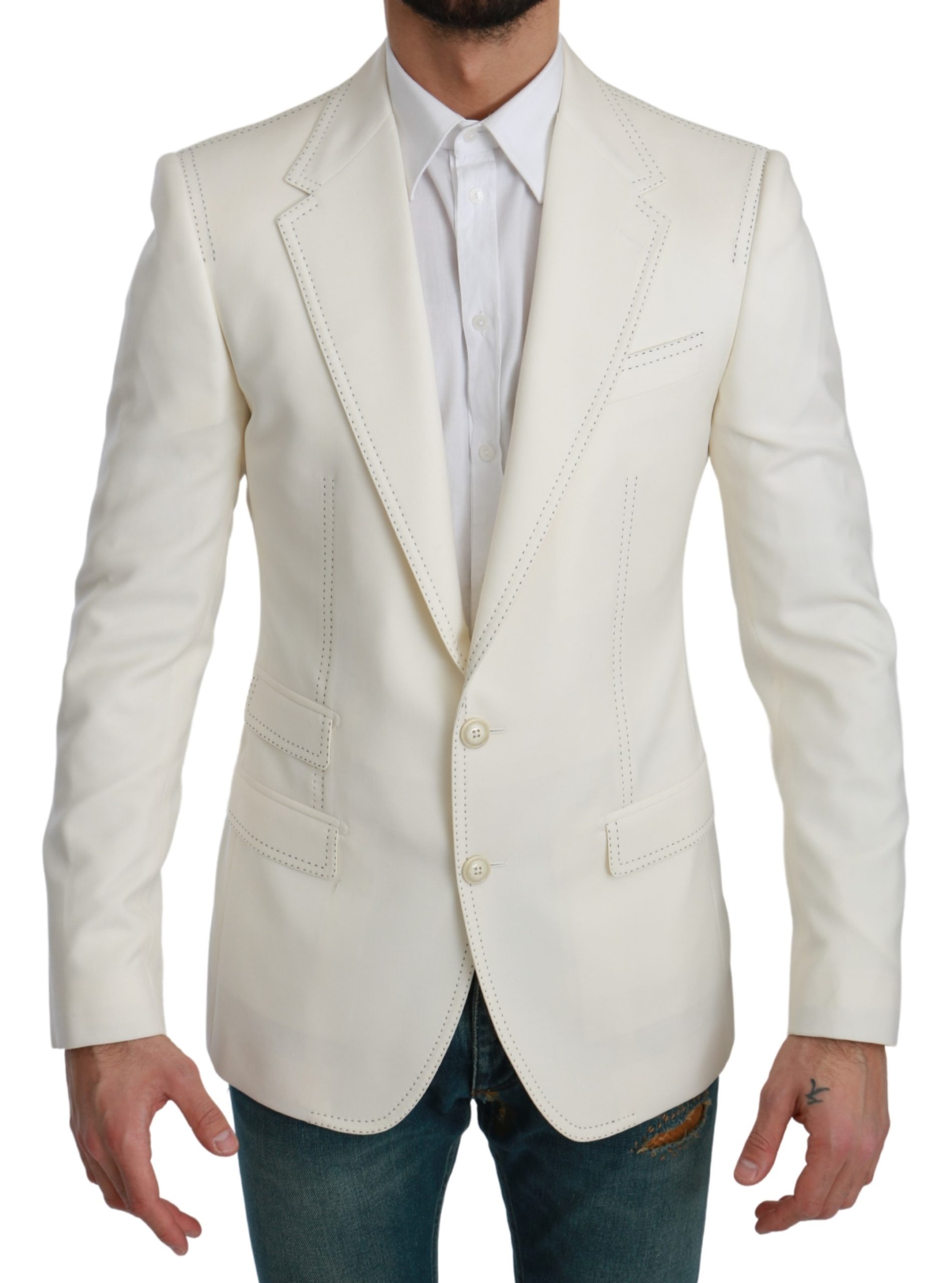 Dolce & Gabbana Men's Single Breasted Formal Blazer White KOS1708 - IT46 | S
