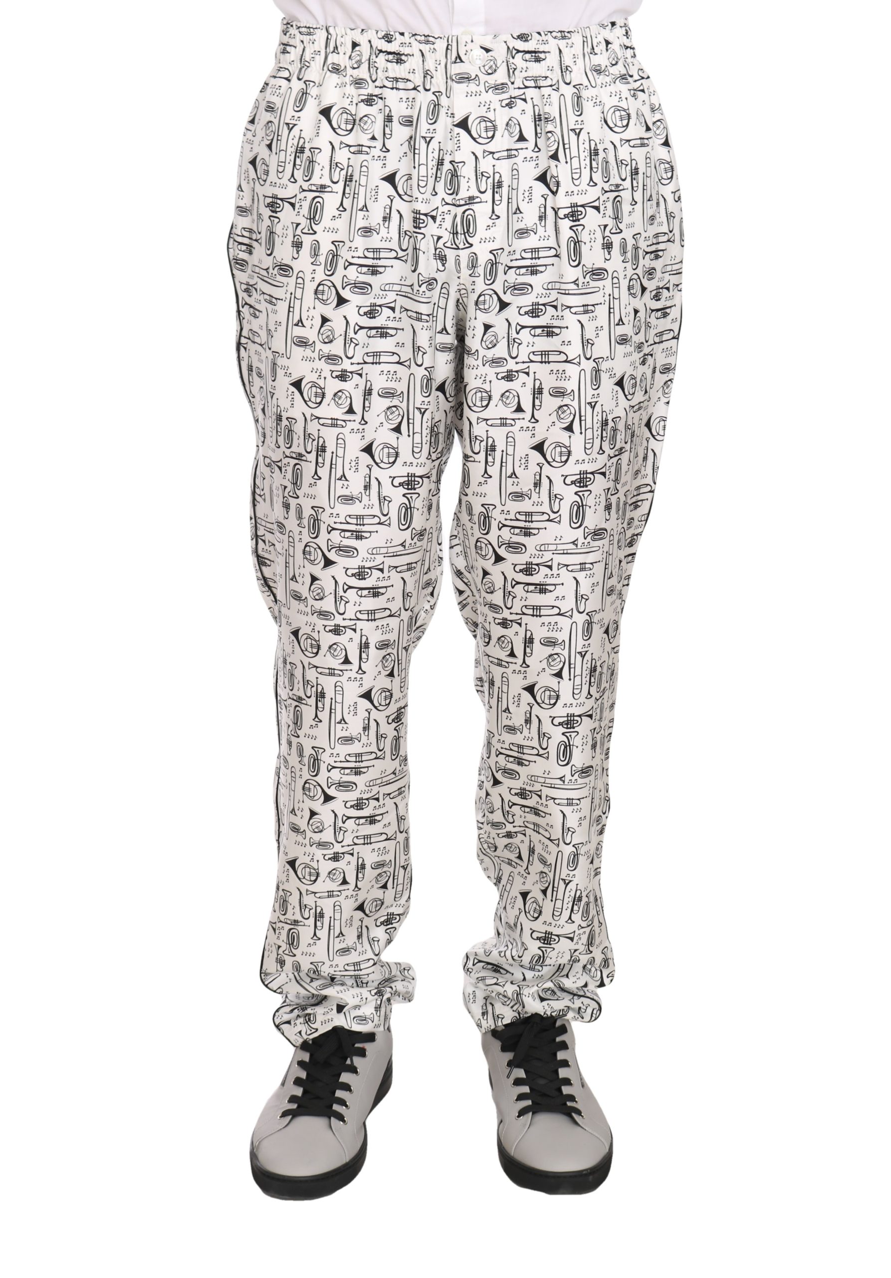 Dolce & Gabbana Men's Trumpet Silk Lounge Sleepwear Trouser White PAN61309 - IT50 | L