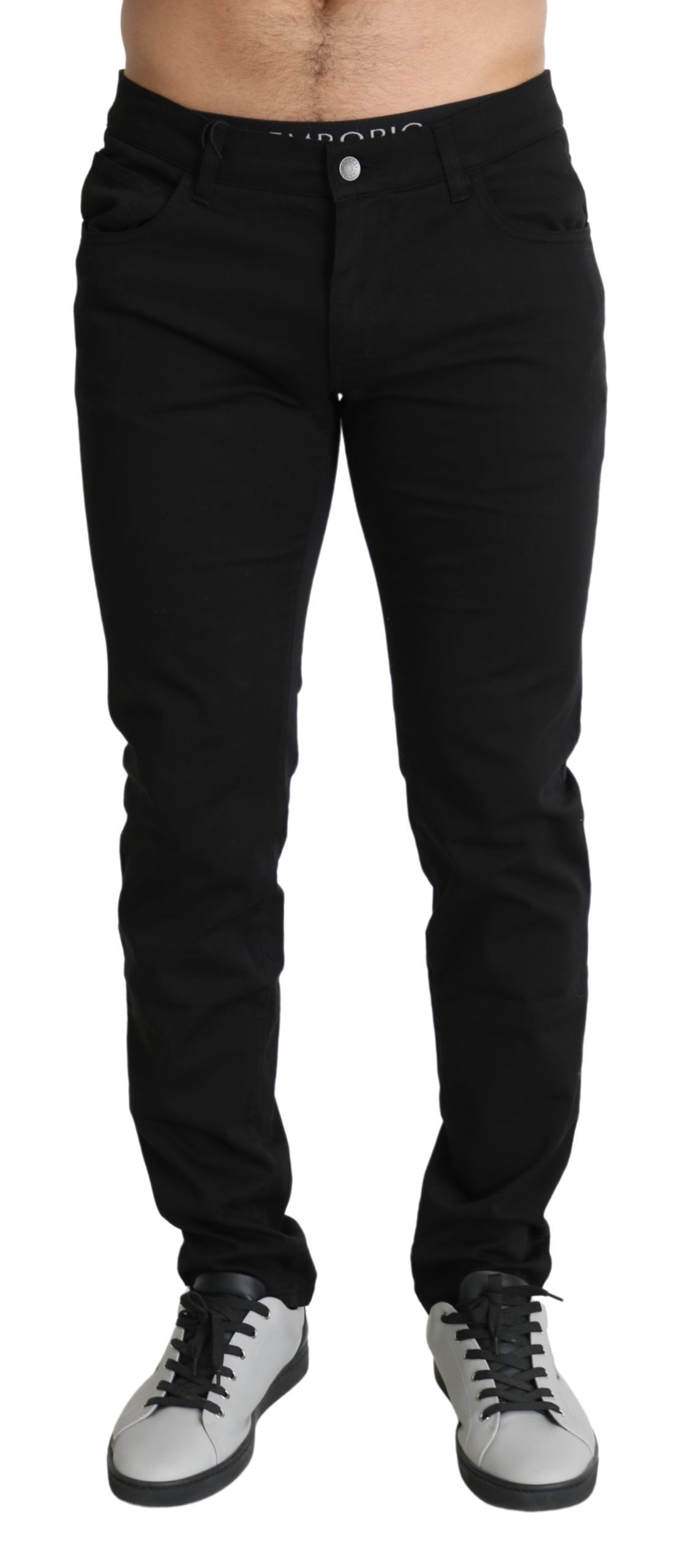 Black Comfort Denim Trouser Cotton Stretch Jeans - IT50 | L