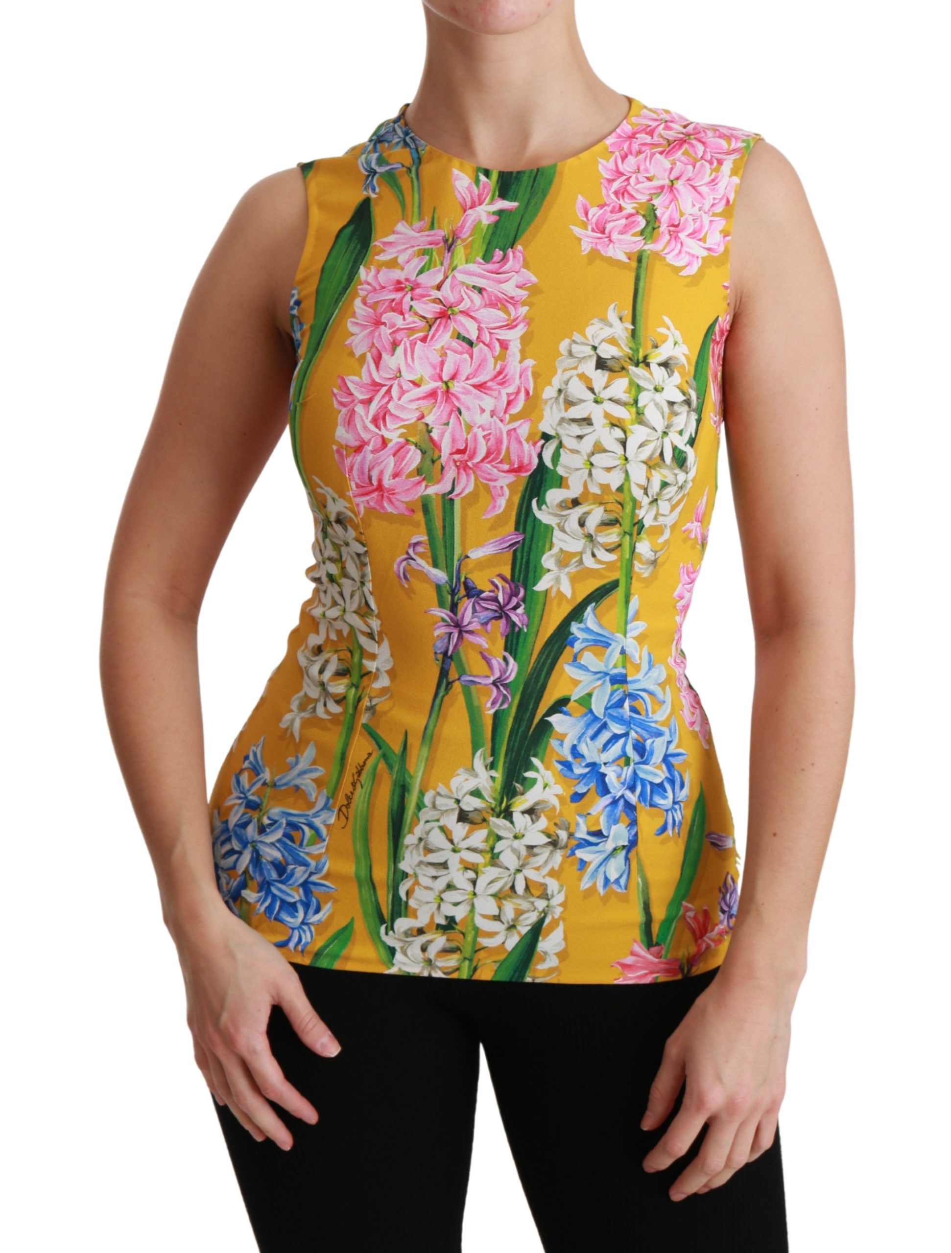 Dolce & Gabbana Women's Floral Stretch Top Yellow TSH4479 - IT38|XS