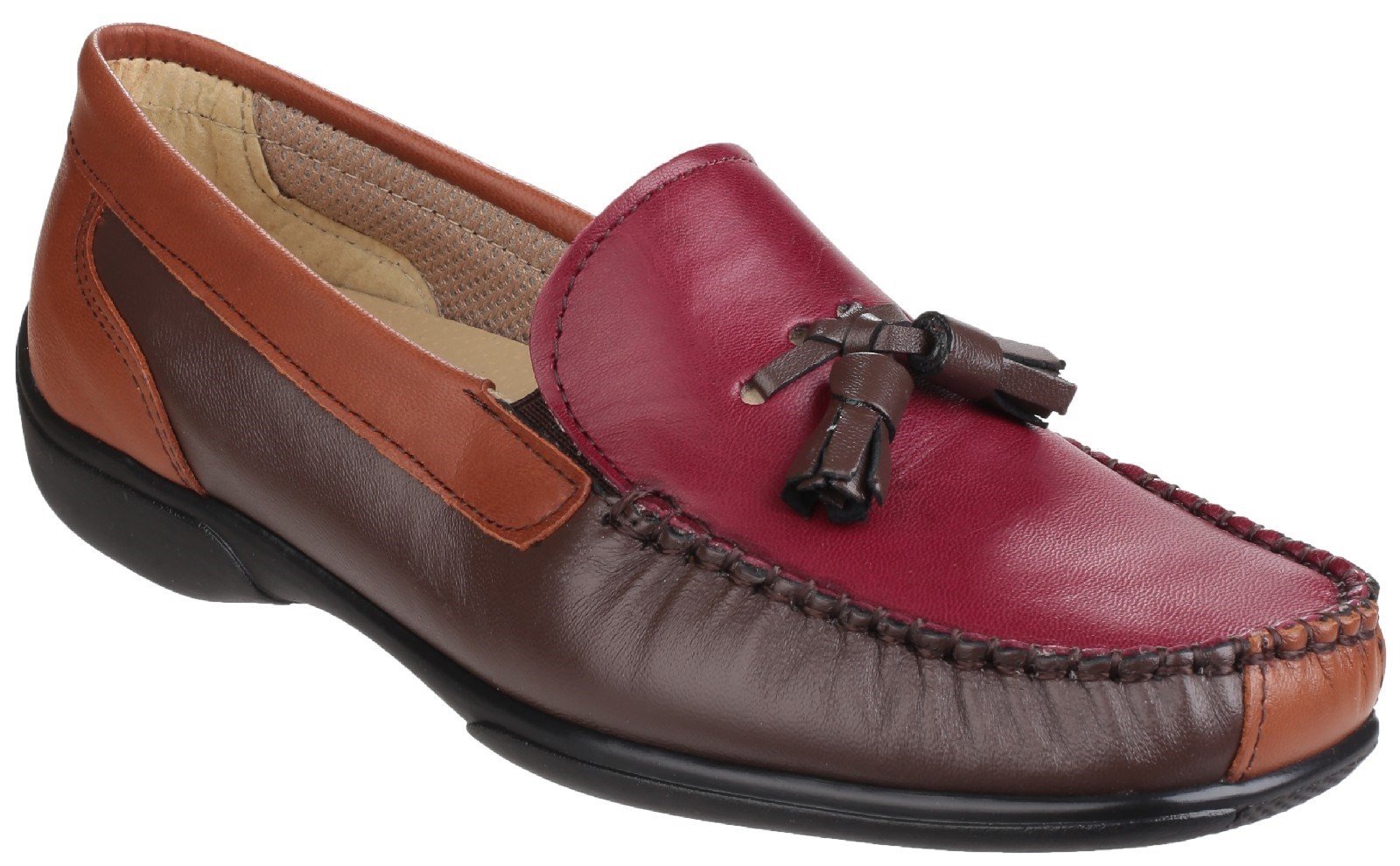 Cotswold Men's Biddlestone Slip On Loafer Shoe Various Colours 20285 - Chestnut/Tan/Wine 3