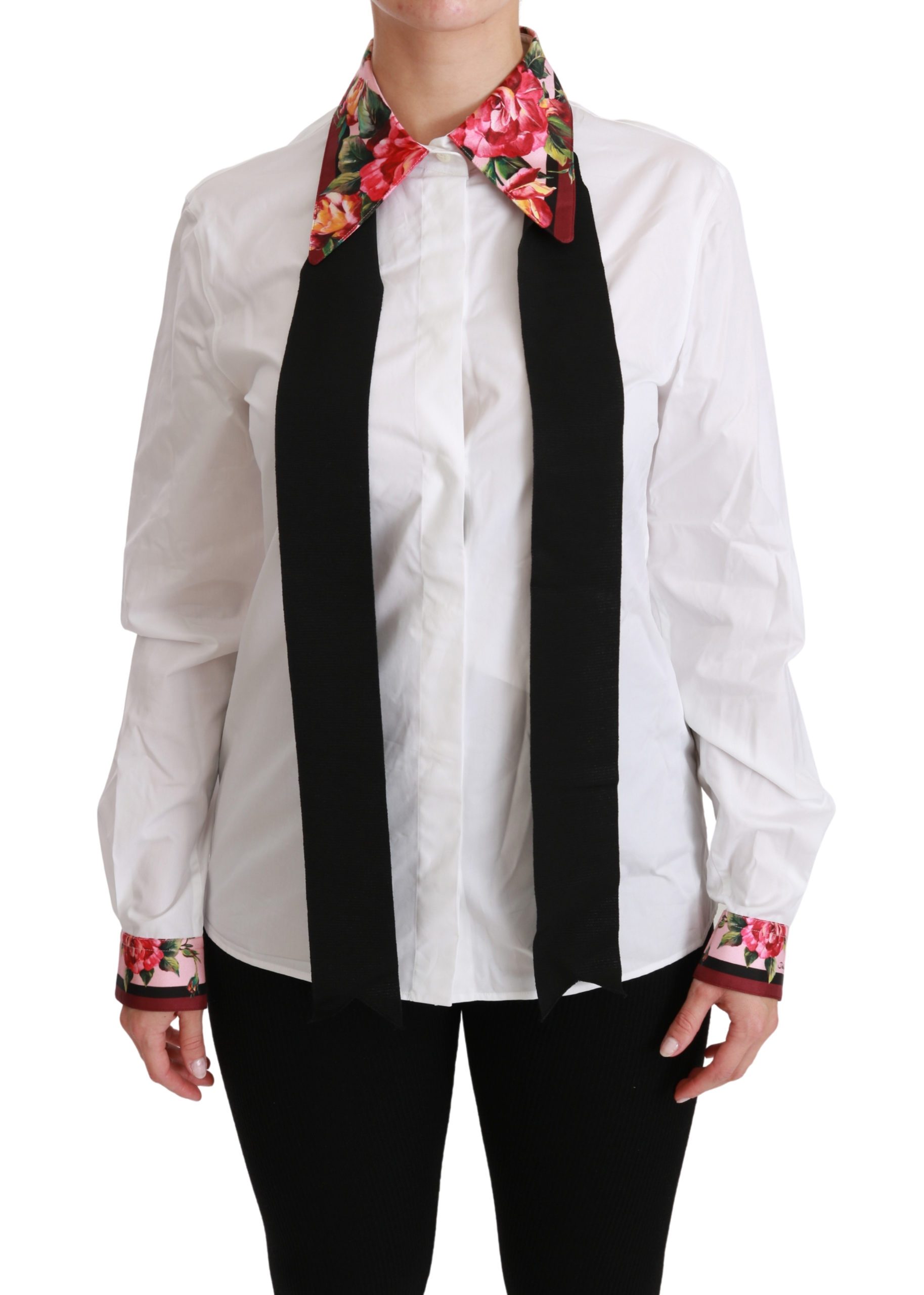 Dolce & Gabbana Women's Floral LS Shirt White TSH4407 - IT42|M