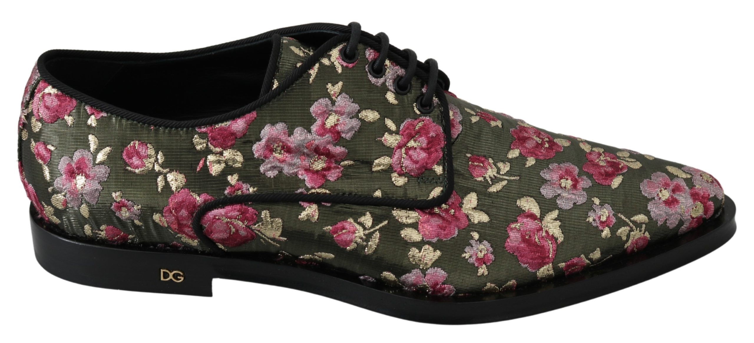 Dolce & Gabbana Women's Jacquard Floral Dress Broque Shoe Green LA7213 - EU39/US8.5