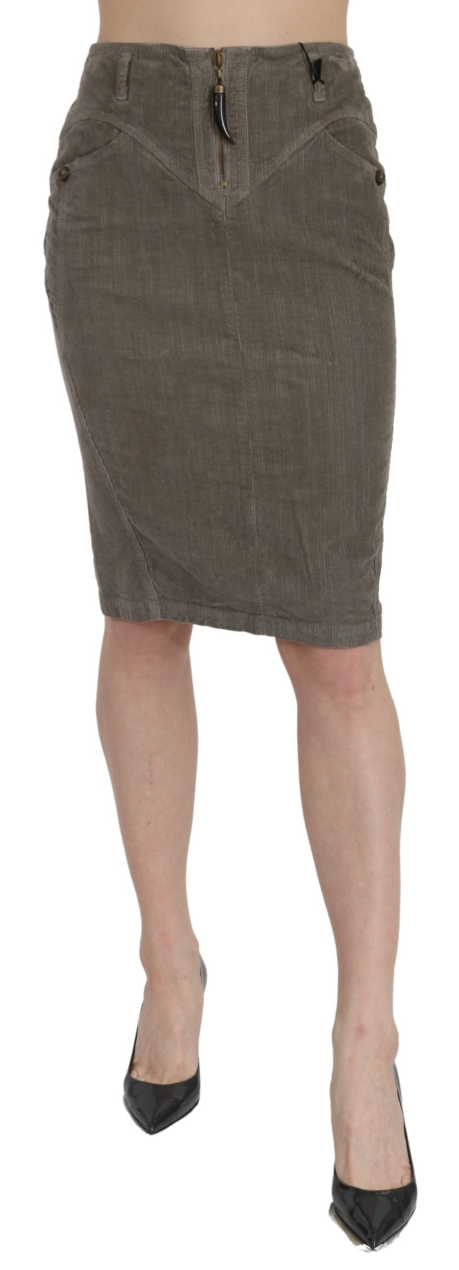 Roberto Cavalli Women's High Waist Pencil Skirt Gray PAN70988 - IT44|L
