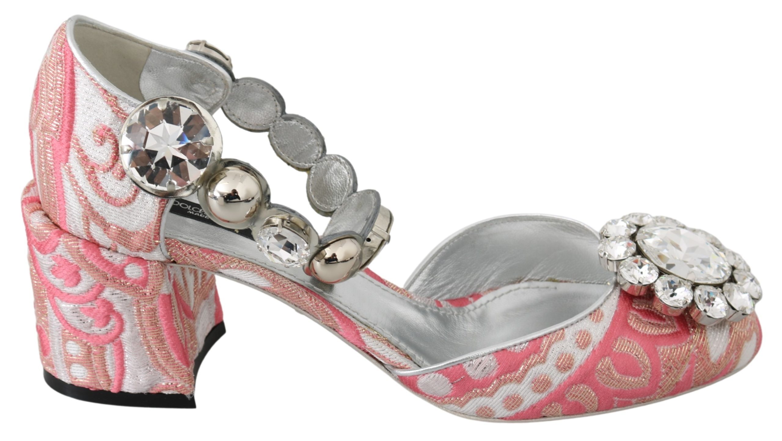 Dolce & Gabbana Women's Brocade Crystals Pumps Pink LA7237 - EU39/US8.5