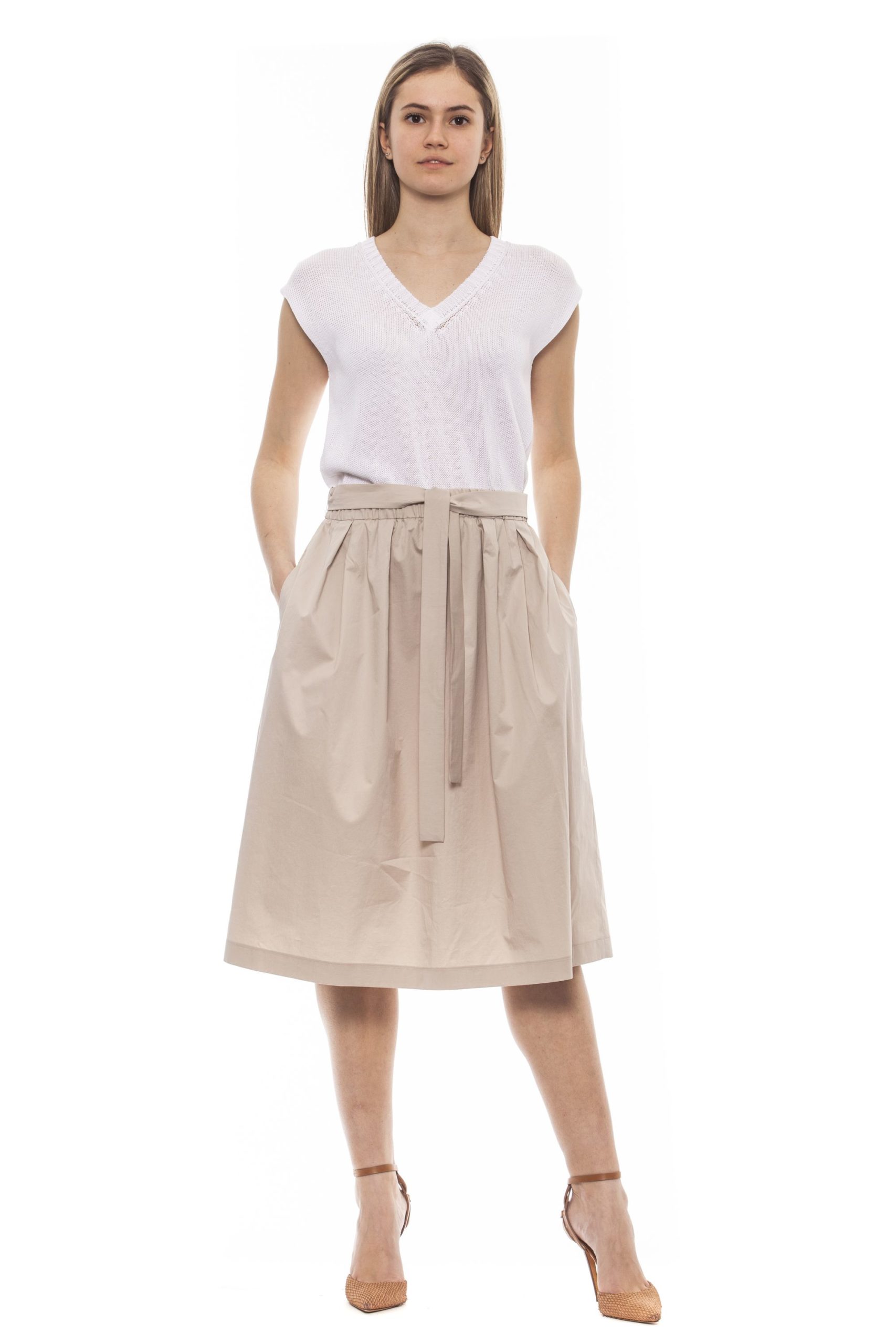 Peserico Women's Bianco Dress White PE1383297 - IT42 | S