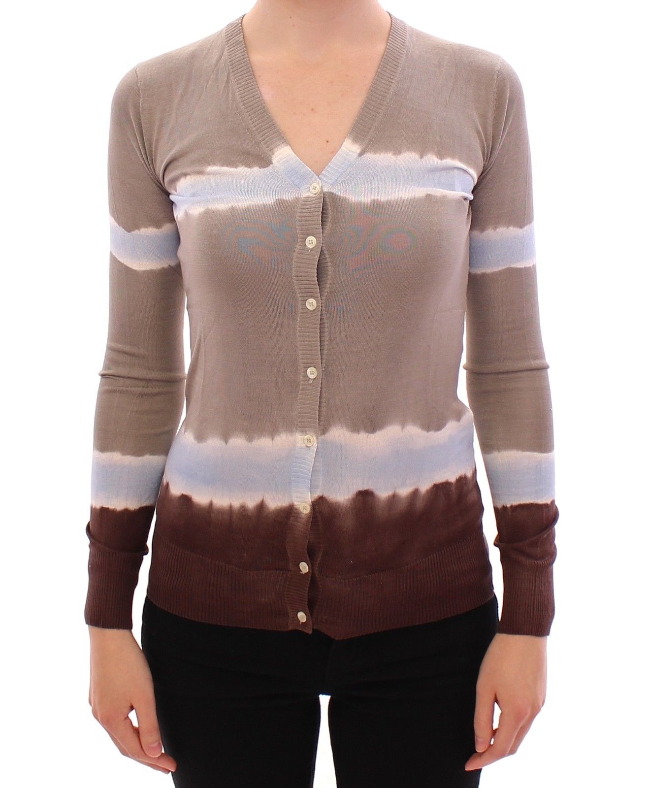Dolce & Gabbana Women's Striped Silk Cardigan Multicolor MOM11150 - XS