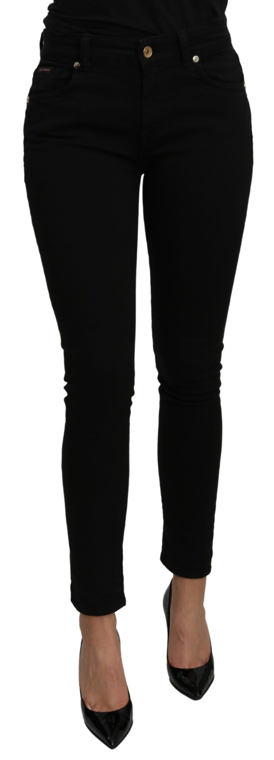 Dolce & Gabbana Women's Mid Waist Slim Fit Cotton Jeans Black PAN71107 - IT38|XS