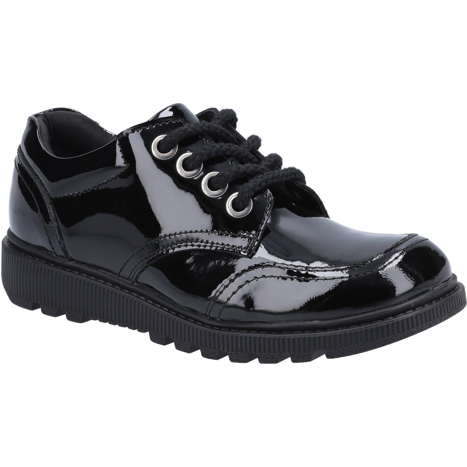 Hush Puppies Kid's Kiera Junior Patent School Shoe Black 30823 - Patent Black 10