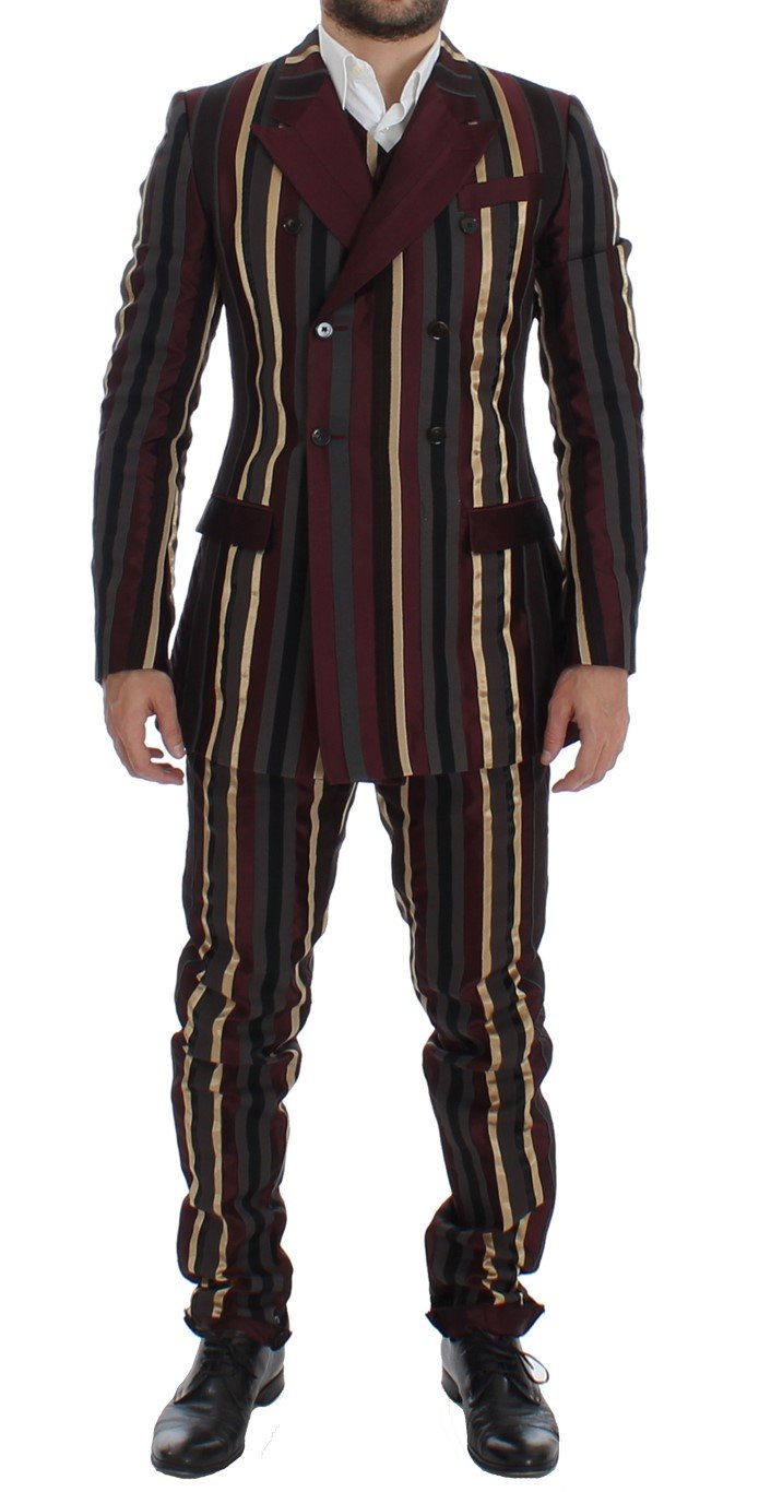 Dolce & Gabbana Men's Striped Runway 3 Piece Slim Fit Suit Multicolor SIG12399 - IT48 | M