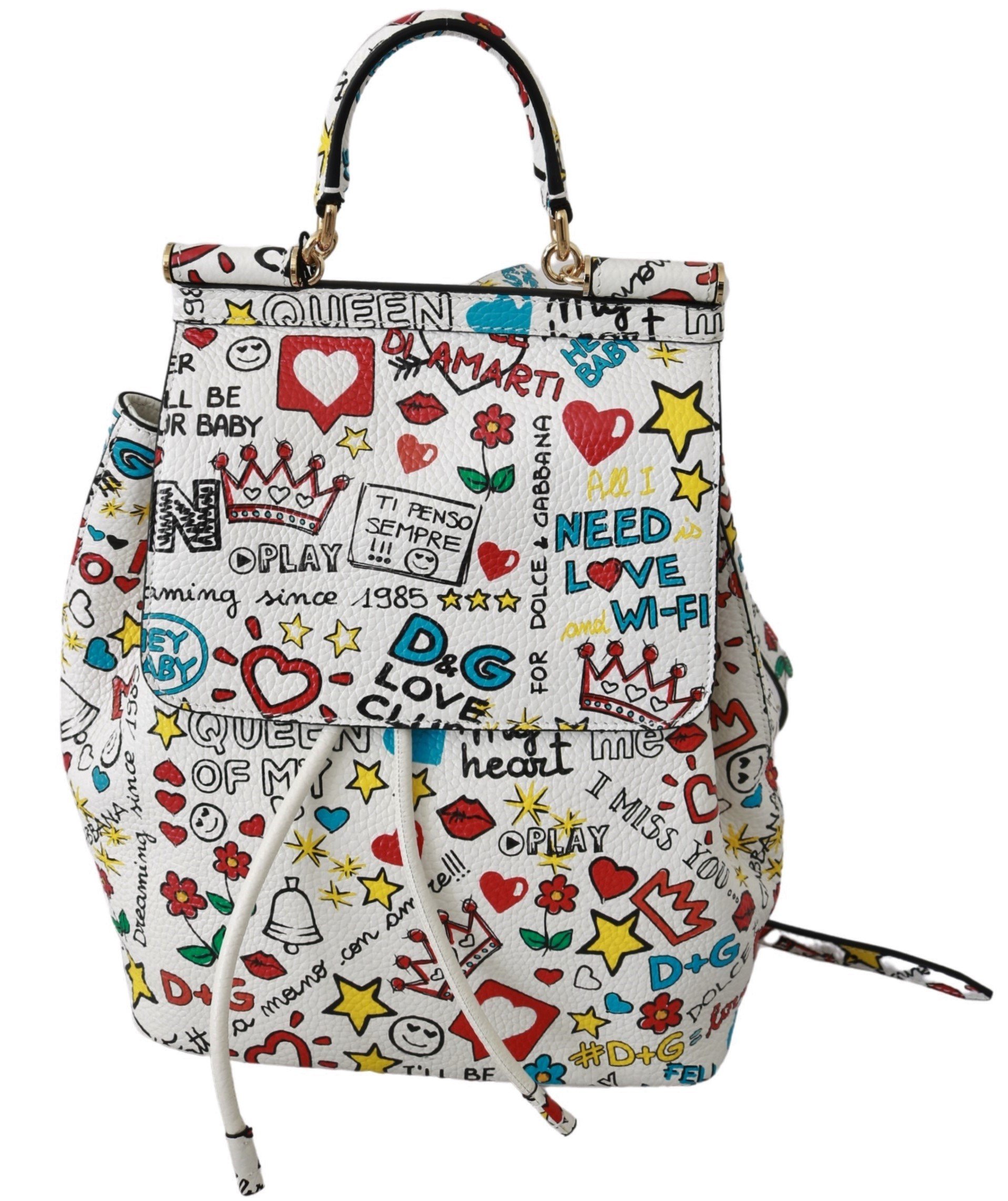 Dolce & Gabbana Women's Leather SICILY Backpack White VAS9227