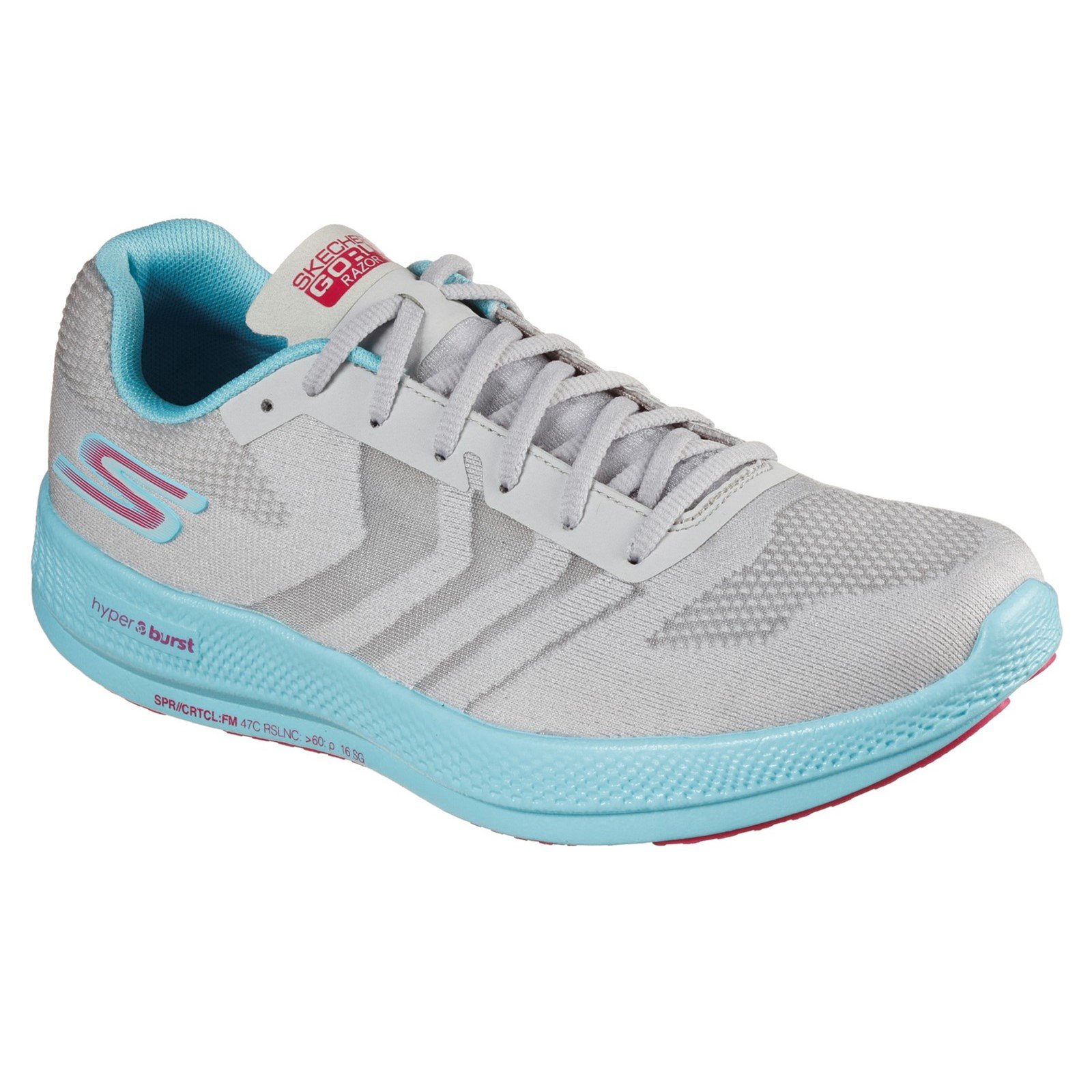 Skechers Women's Go Run Razor Trainer Various Colours 32703 - Grey/Aqua/Pink 6