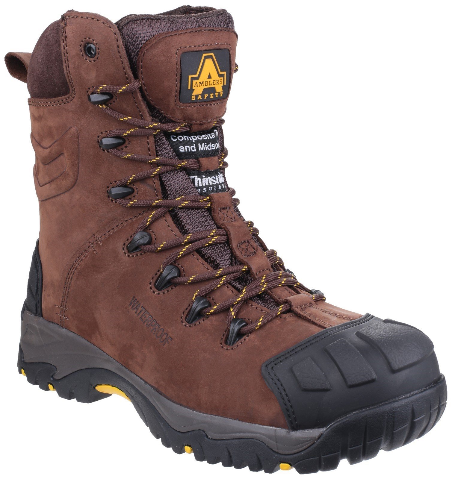 Amblers Unisex Safety Pillar Waterproof Hi-leg Lace up Boot Brown 24196 - Brown 6
