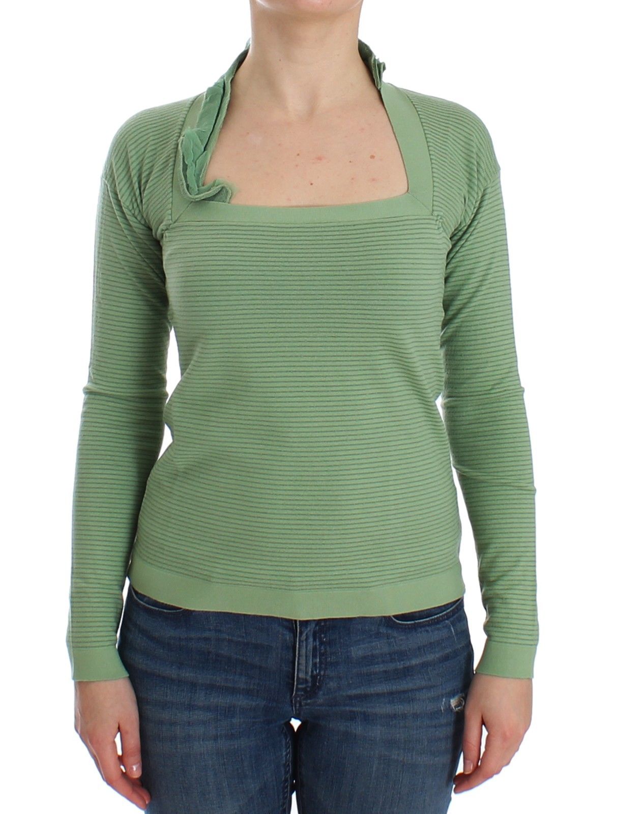 Ermanno Scervino Women's Striped Long Sleeve Sweater Green SIG12581 - IT46 | L