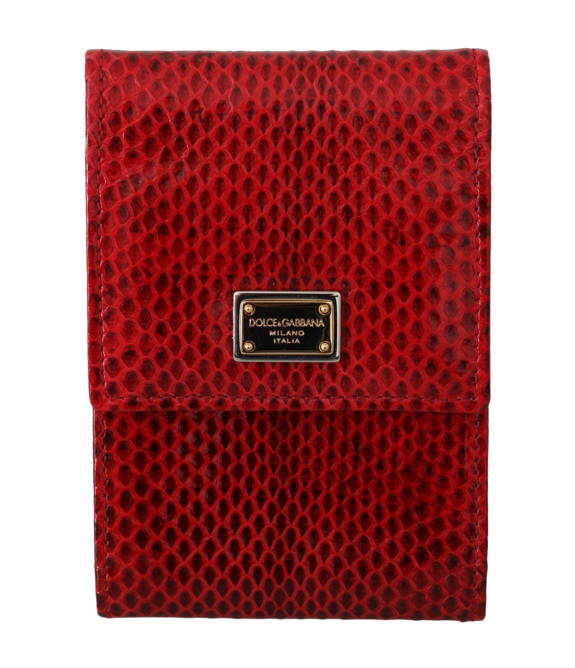 Dolce & Gabbana Women's Snakeskin Hand Purse Phone Holder Leather Wallet Red VAS8850