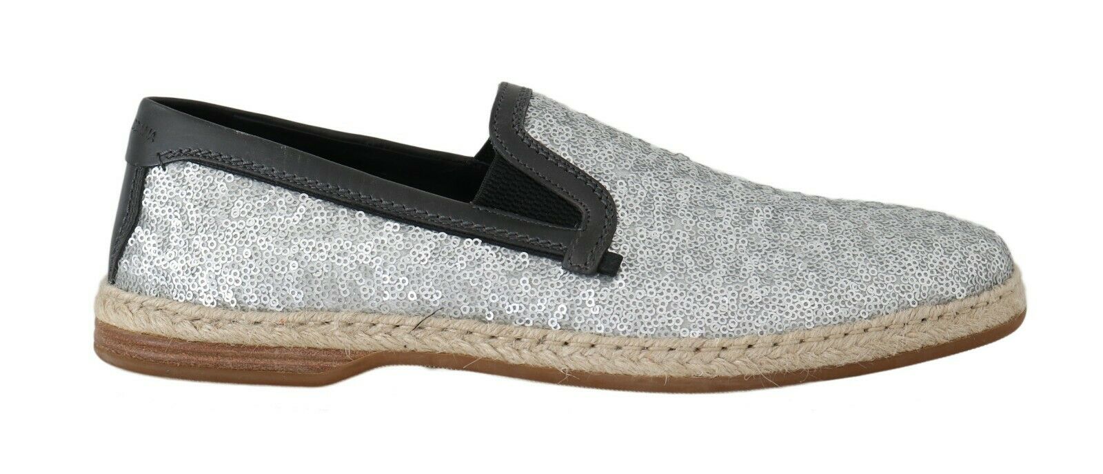 Dolce & Gabbana Men's Leather Sequined Loafers Silver MV2189 - EU39/US6