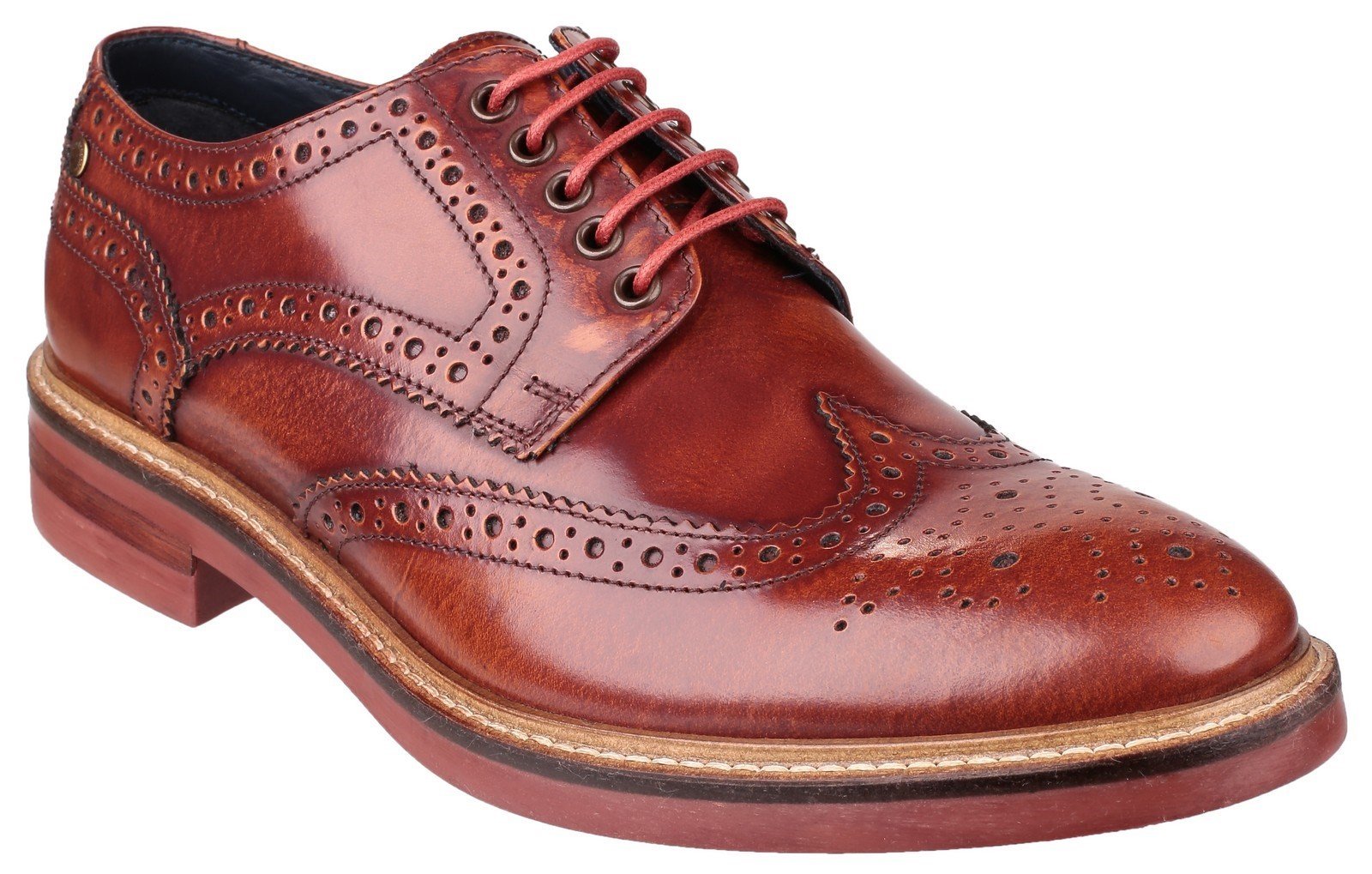 Base London Men's Woburn Hi-Shine Brogue Shoes Tan 23167 - Tan 6