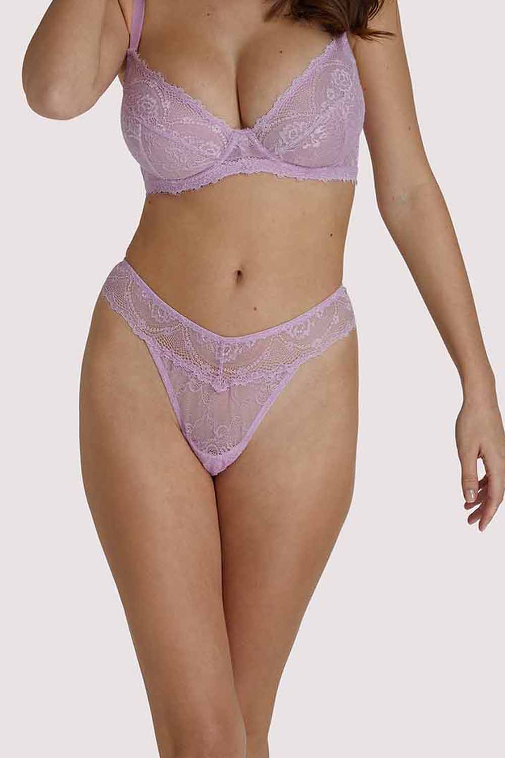 Wolf & Whistle Ariana Lilac Everyday Lace Thong UK 8 / US 4
