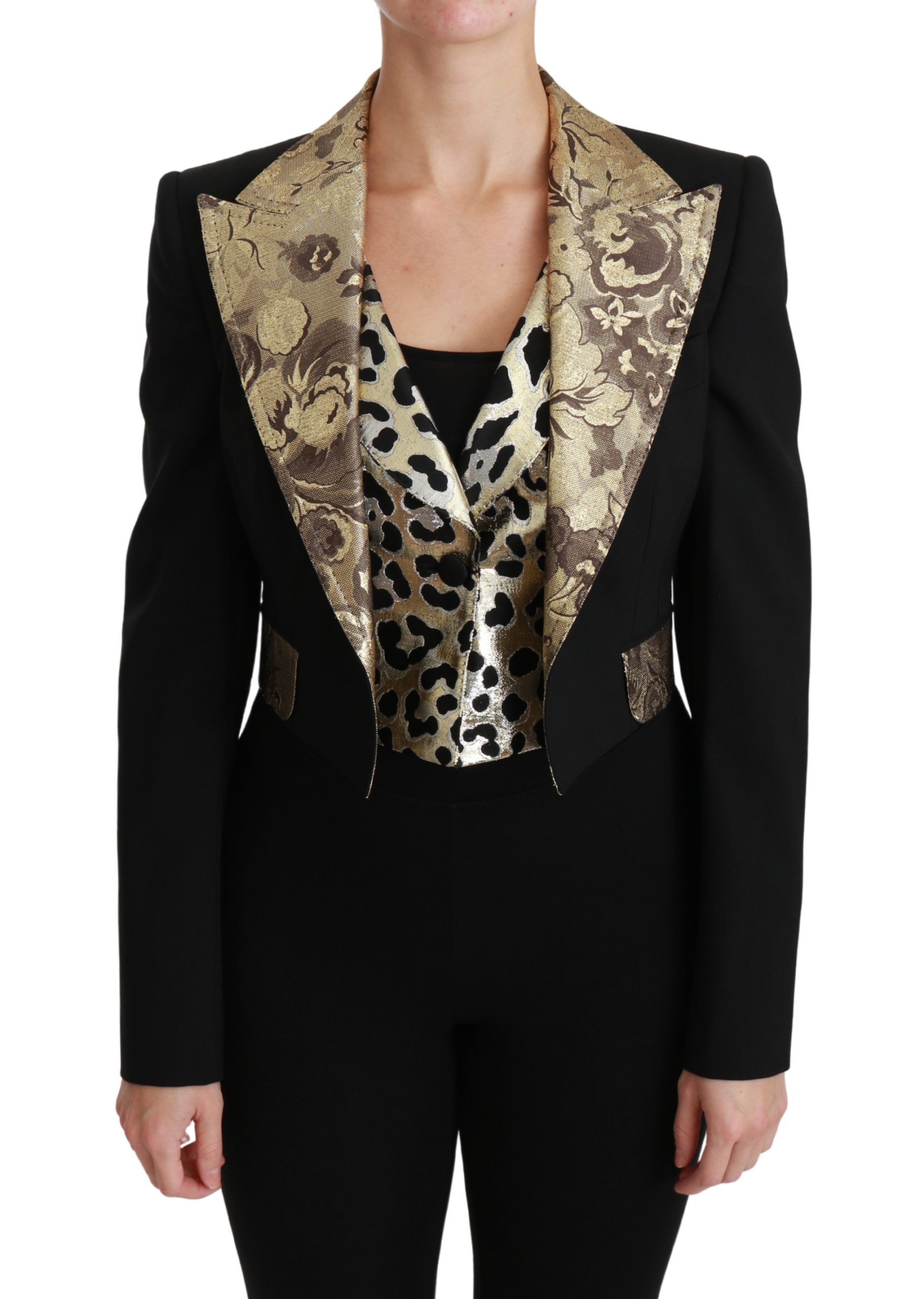 Dolce & Gabbana Women's Jacquard Wool Blazer Black JKT2561 - IT40|S