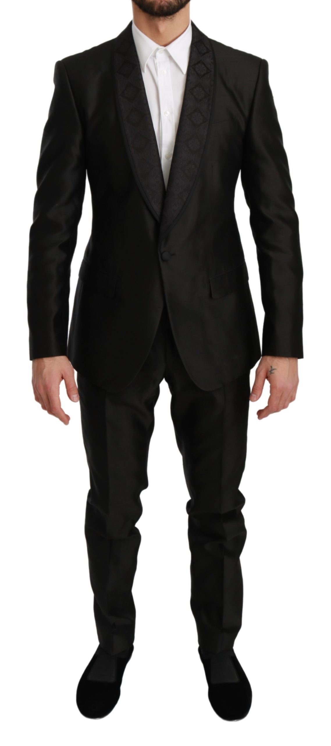Dolce & Gabbana Men's Slim Fit 2 Piece MARTINI Silk Suit Black KOS1727 - IT48 | M