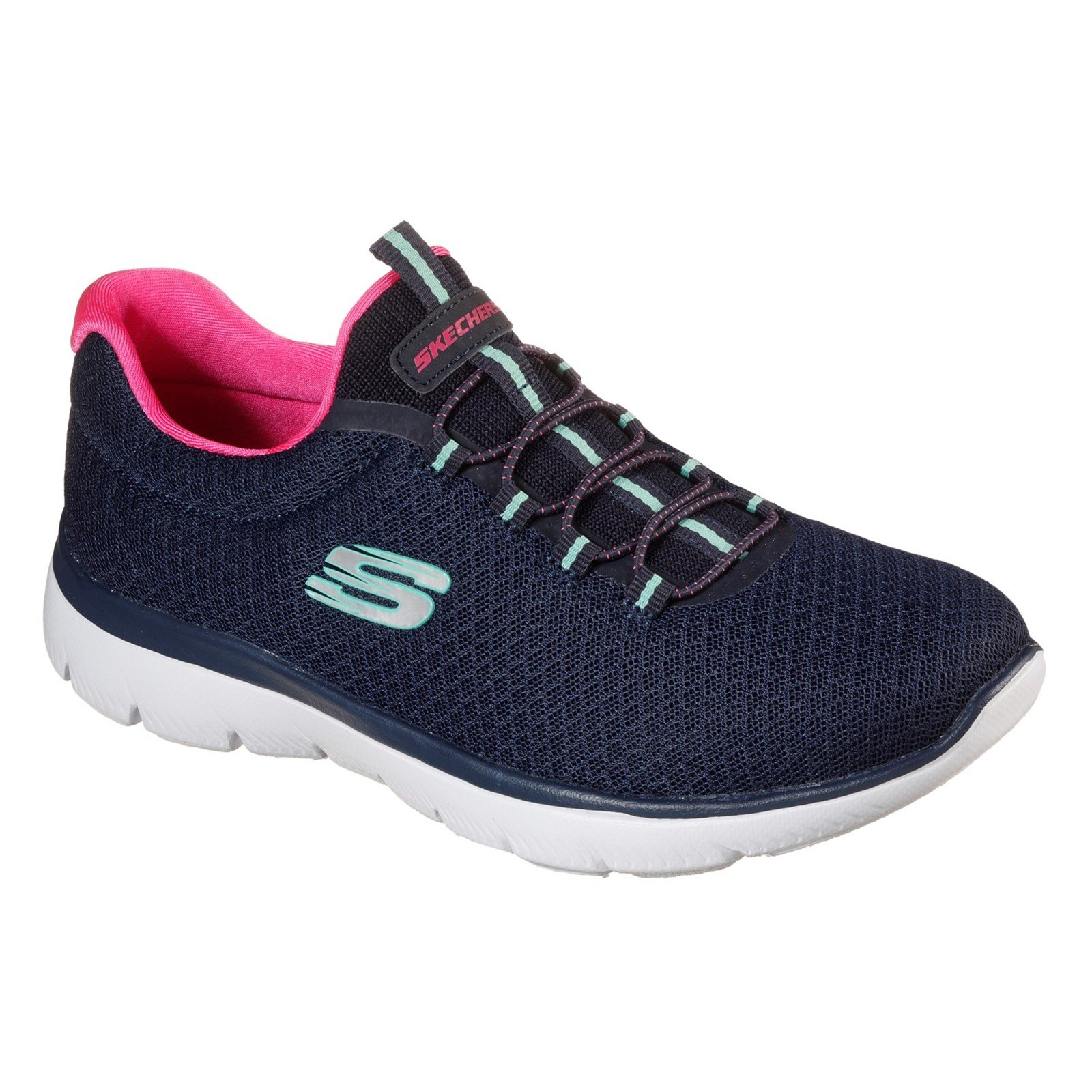 Skechers Women's Summits Slip On Trainer Various Colours 30708 - Navy/Hot Pink 6