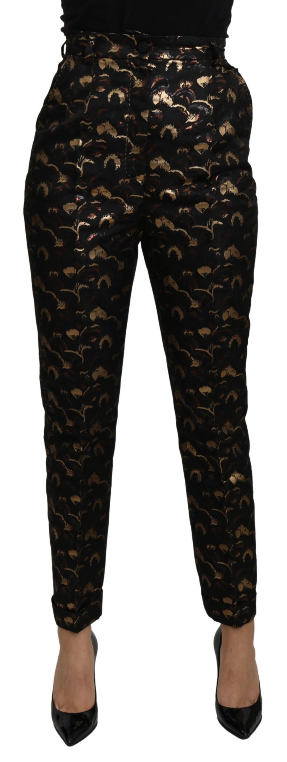 Dolce & Gabbana Women's Brocade High Waist Trouser Black PAN71088 - IT40|S