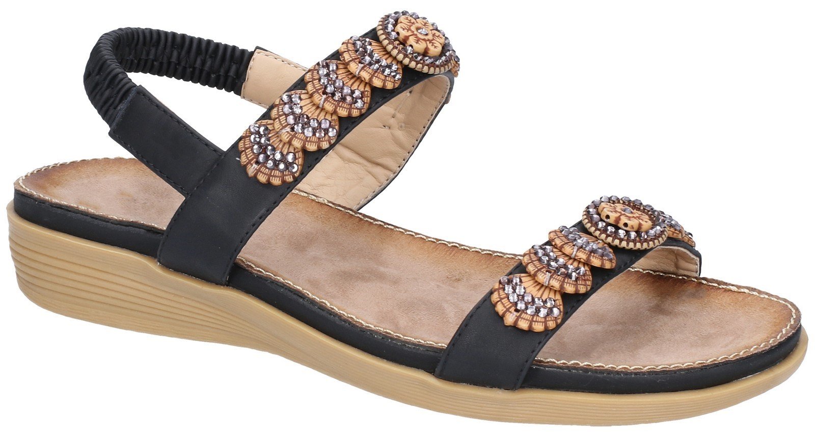Fleet & Foster Women's Java Elasticated Sandal Various Colours 28280 - Black 3