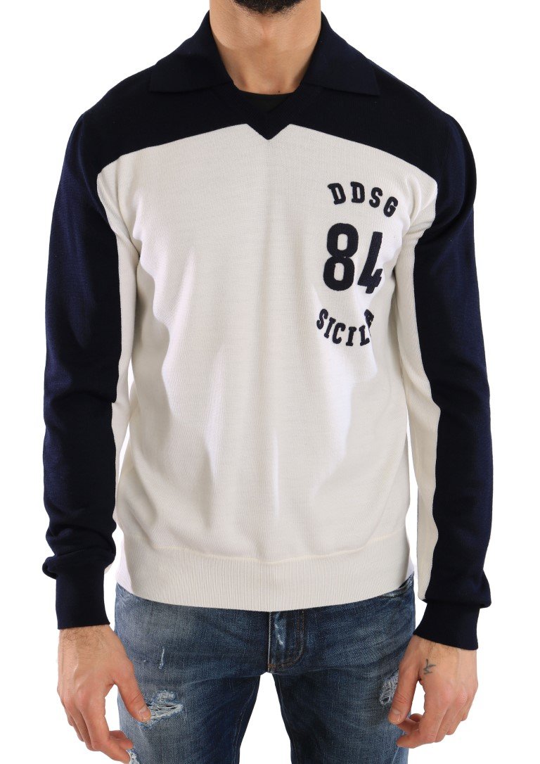 Dolce & Gabbana Men's Wool Crewneck Pullover Sweater Blue TSH1877 - IT48 | M