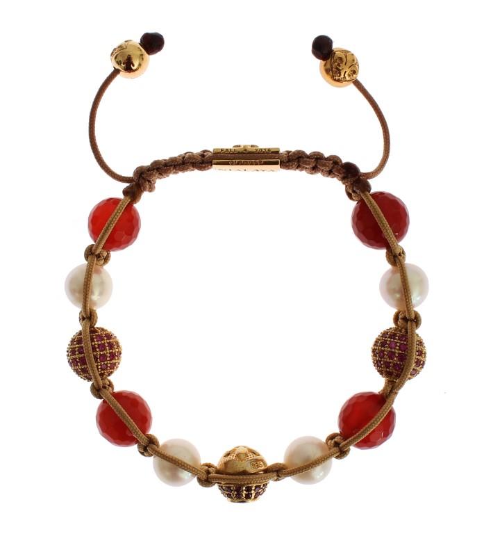 Nialaya Women's CZ Carnelian Pearl 925 Bracelet Red SIG19016 - S