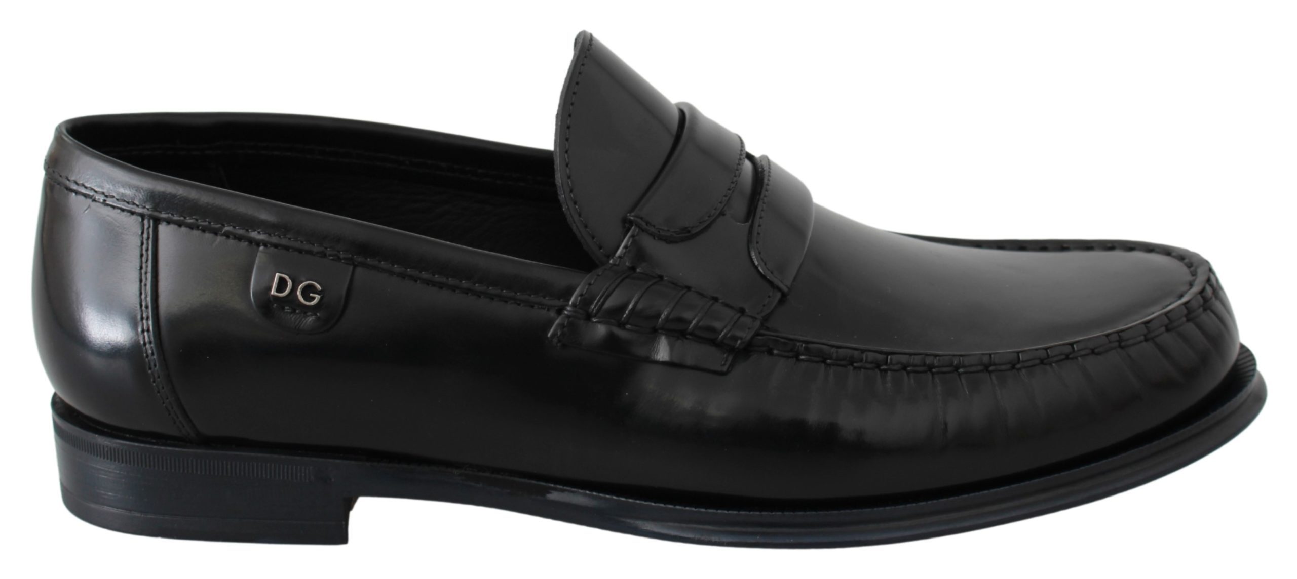 Black Leather Moccasins Dress Loafers Shoes - EU40/US7