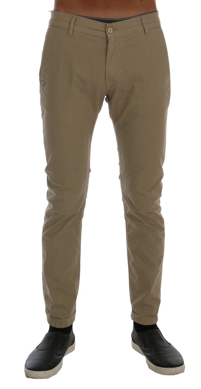 Daniele Alessandrini Men's Cotton Stretch Slim Fit Trouser Beige TSH1382 - W30