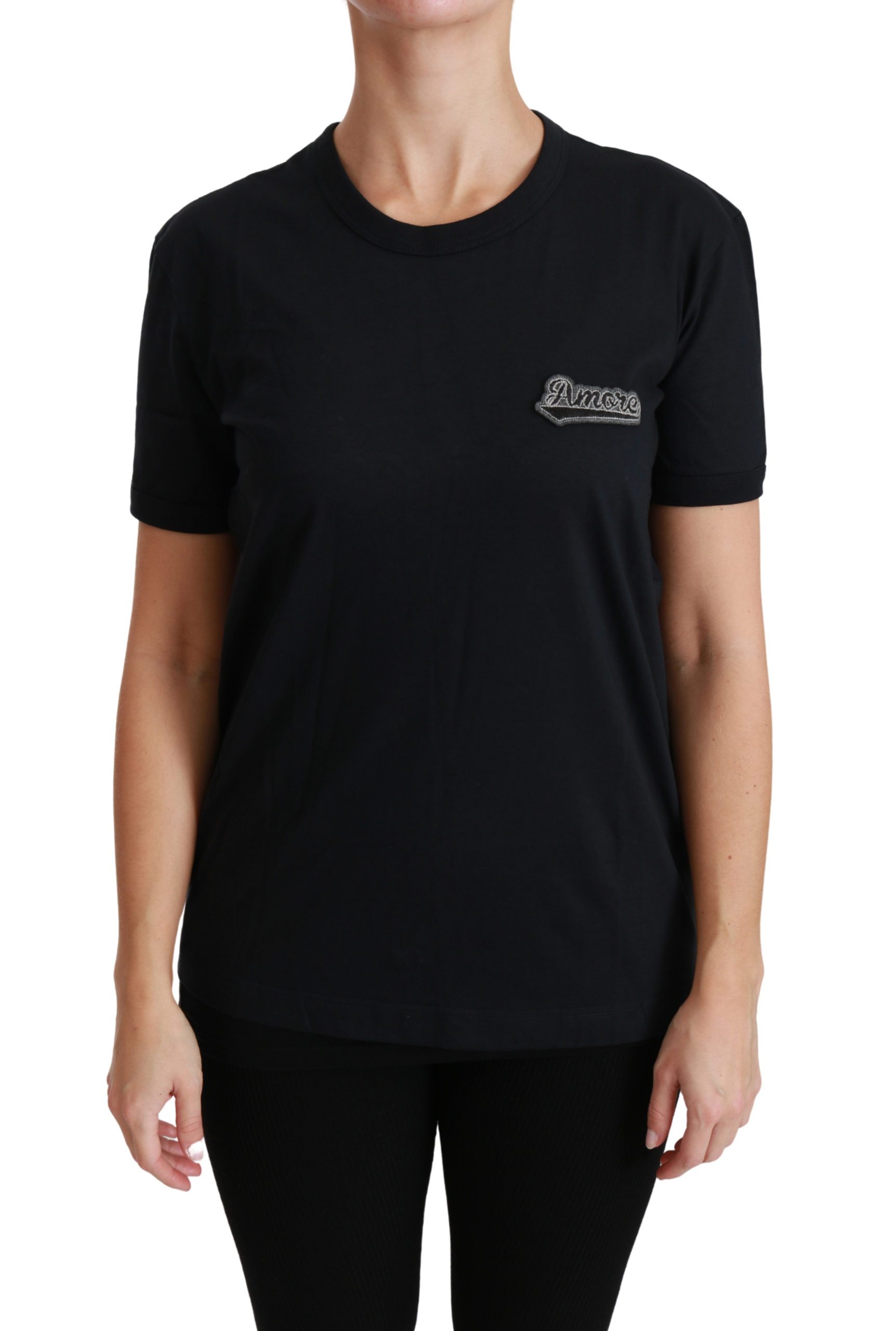 Dolce & Gabbana Women's Amore Patch Cotton T-Shirts Blue TSH4462 - IT42|M