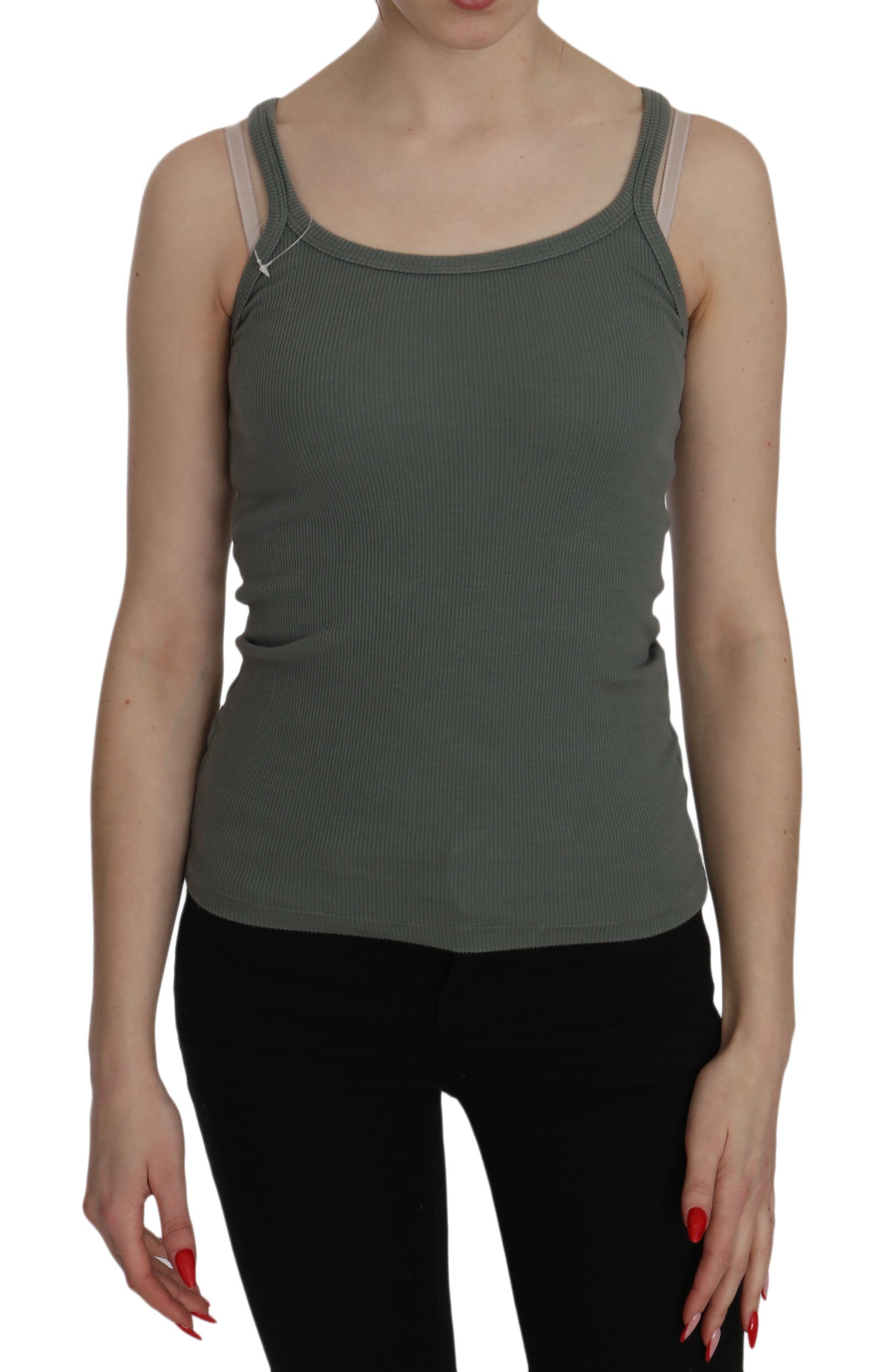 PINK MEMORIES Women's Spaghetti Strap Slim Fit Casual Top Green TSH3436 - S