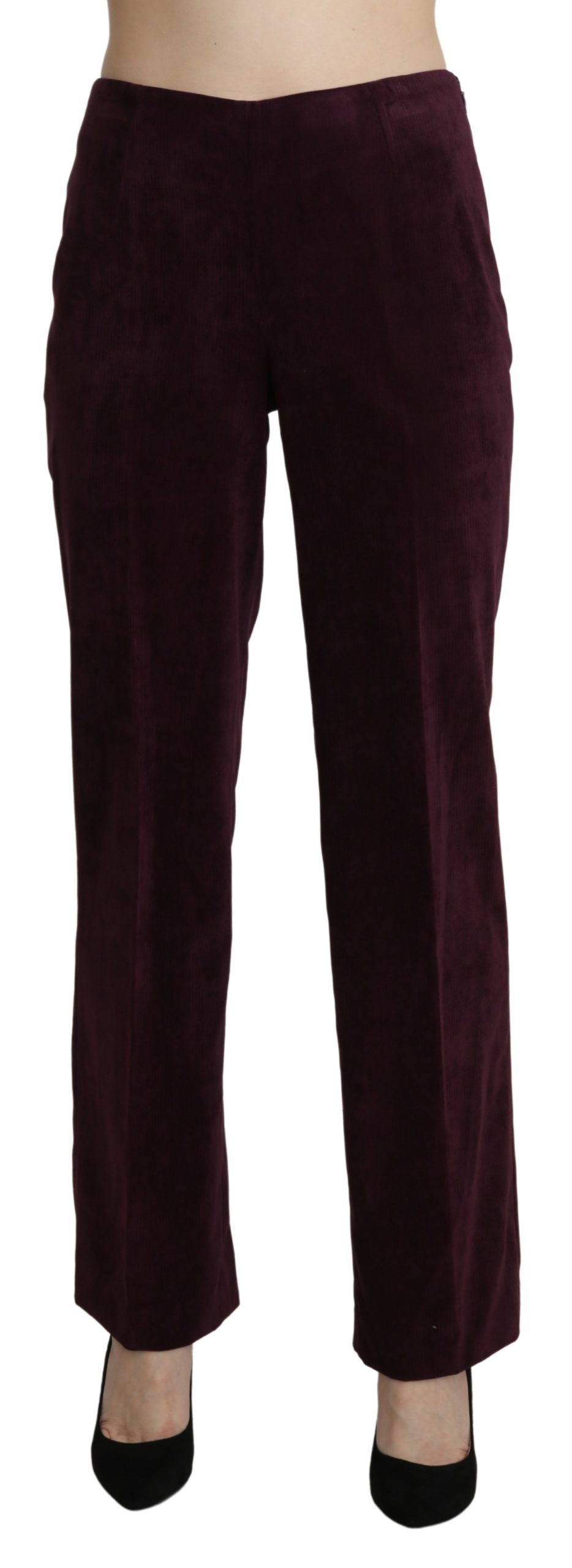 BENCIVENGA Women's Suede High Waist Straight Trousers Purple PAN71365-48 - IT48|XXL