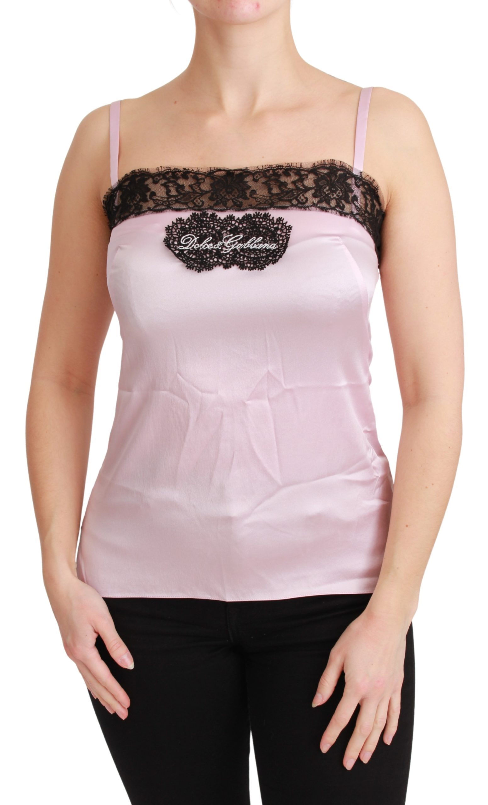 Dolce & Gabbana Women's Silk Lace Top Silver TSH4591 - IT38|XS