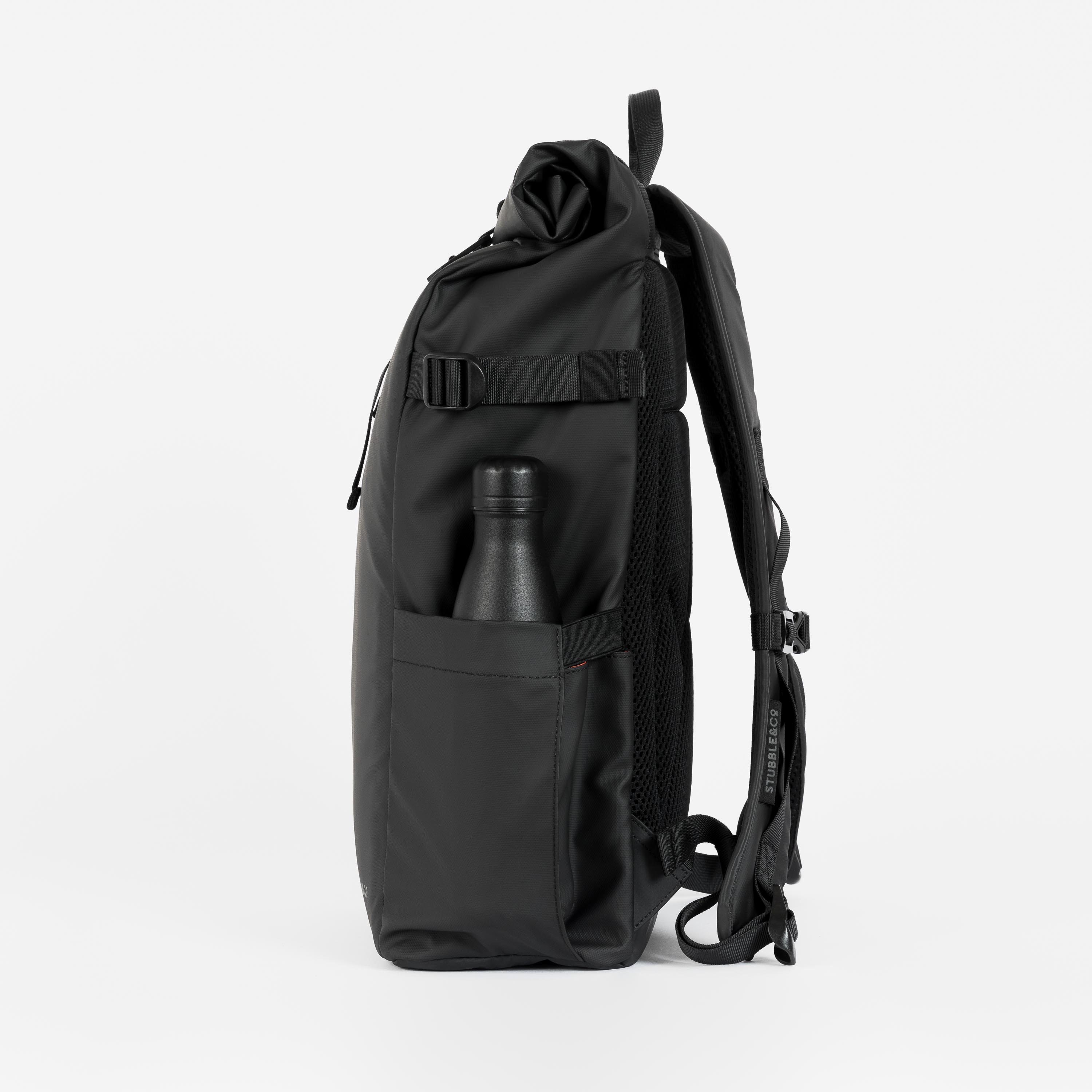 The Roll Top. Made From Recycled Plastic. 16" Laptop Pocket., All Black