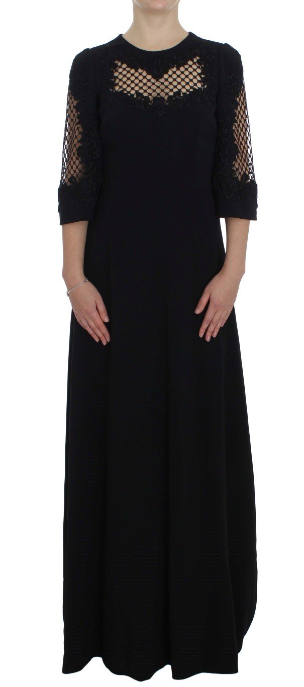 Dolce & Gabbana Women's Ricamo Wool Stretch Dress Black NOC10095 - IT38|XS