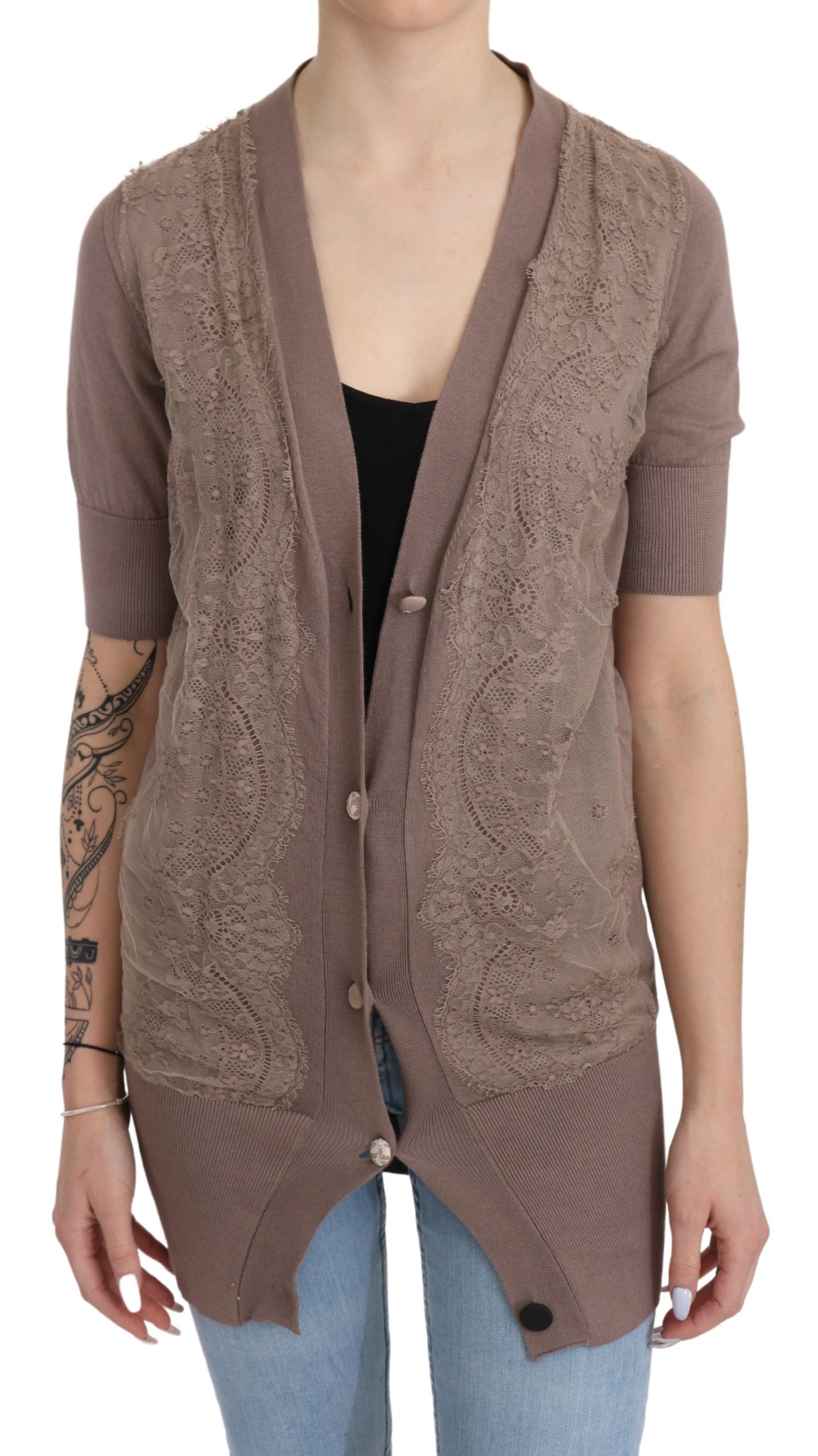 PINK MEMORIES Women's SS Buttoned Cardigan Top Purple TSH4908 - IT42|M