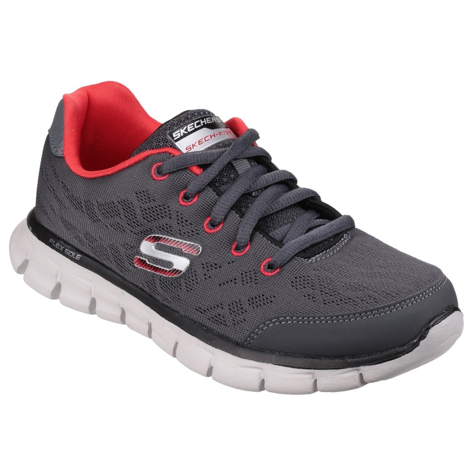 Skechers Kid's Synergy Fine Tune Lace up Trainer Multicolor 23918 - Grey/Red 13.5