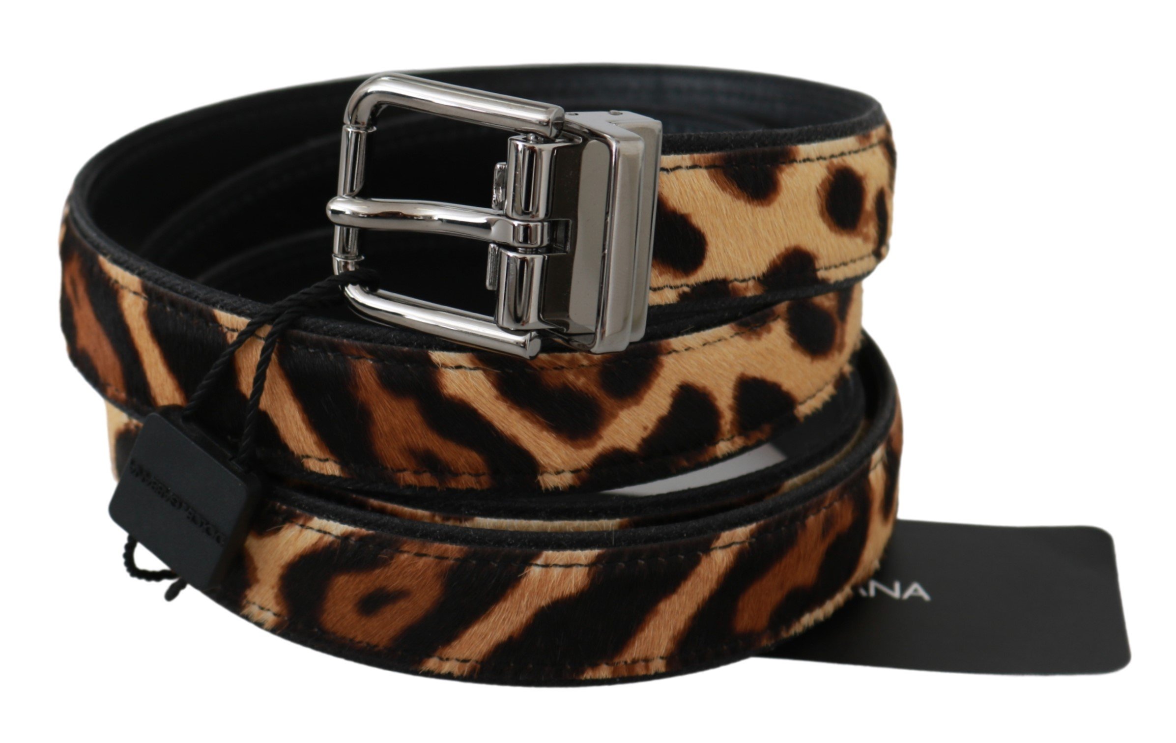 Dolce & Gabbana Men's Patterned Buckle Leather Belt Brown BEL60606 - 100 cm / 40 Inches