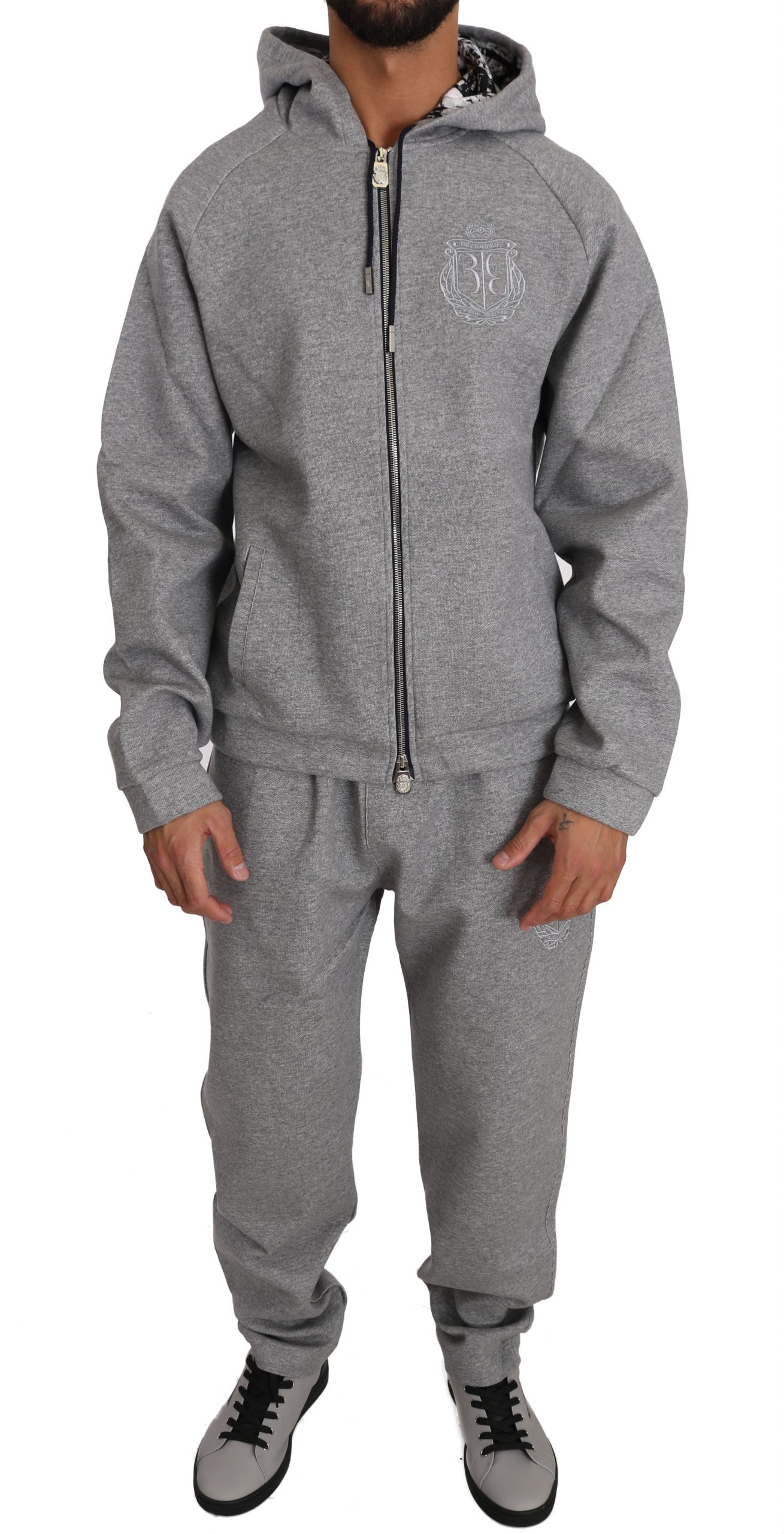 Billionaire Italian Couture Men's Hoodie Tracksuit Grey BIL1023 - L