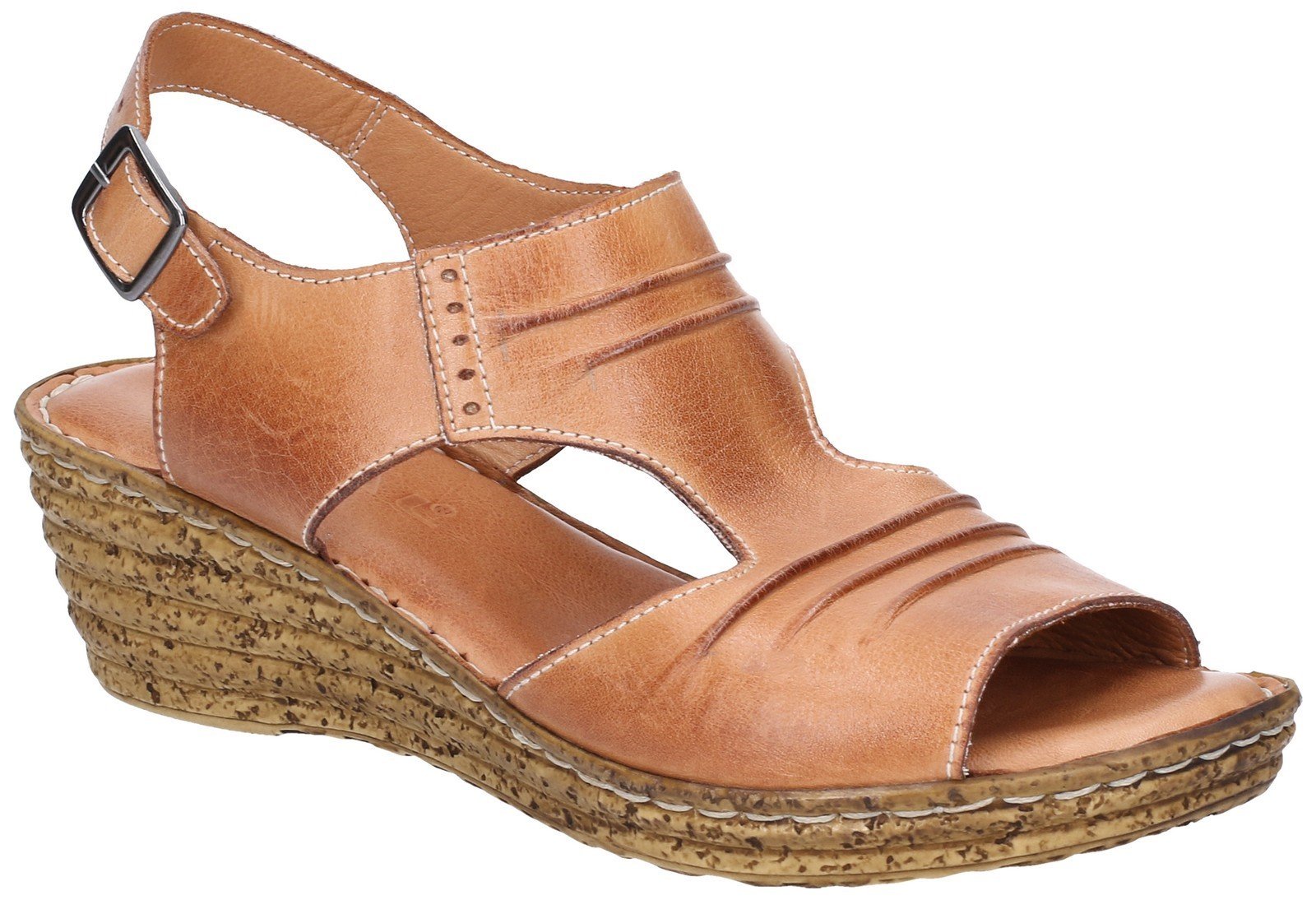 Fleet & Foster Women's Incence Pleated Leather Sandal Various Colours 28272 - Light Brown 3