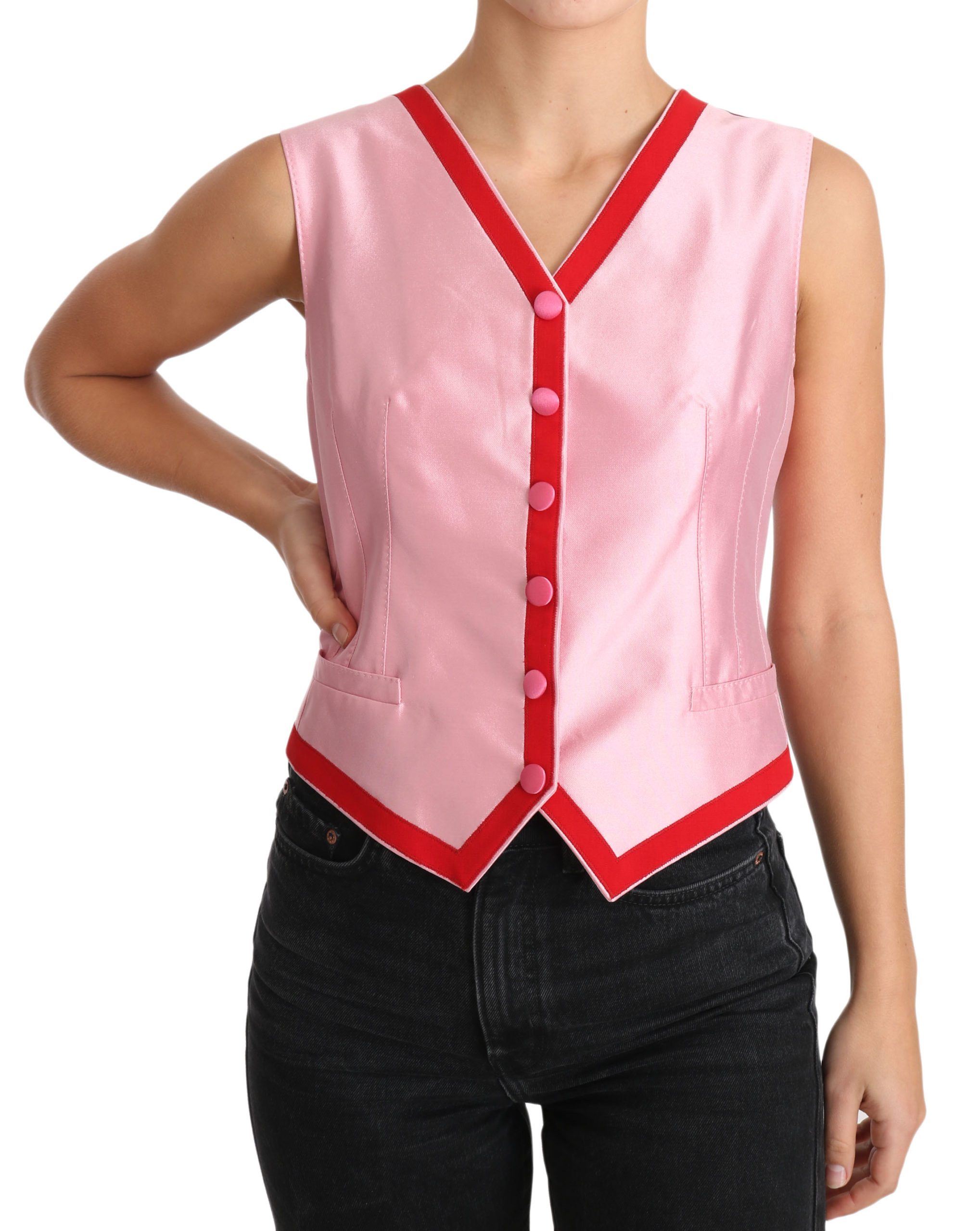 Dolce & Gabbana Women's V-neck Sleeveless Top Pink TSH3406 - IT42|M