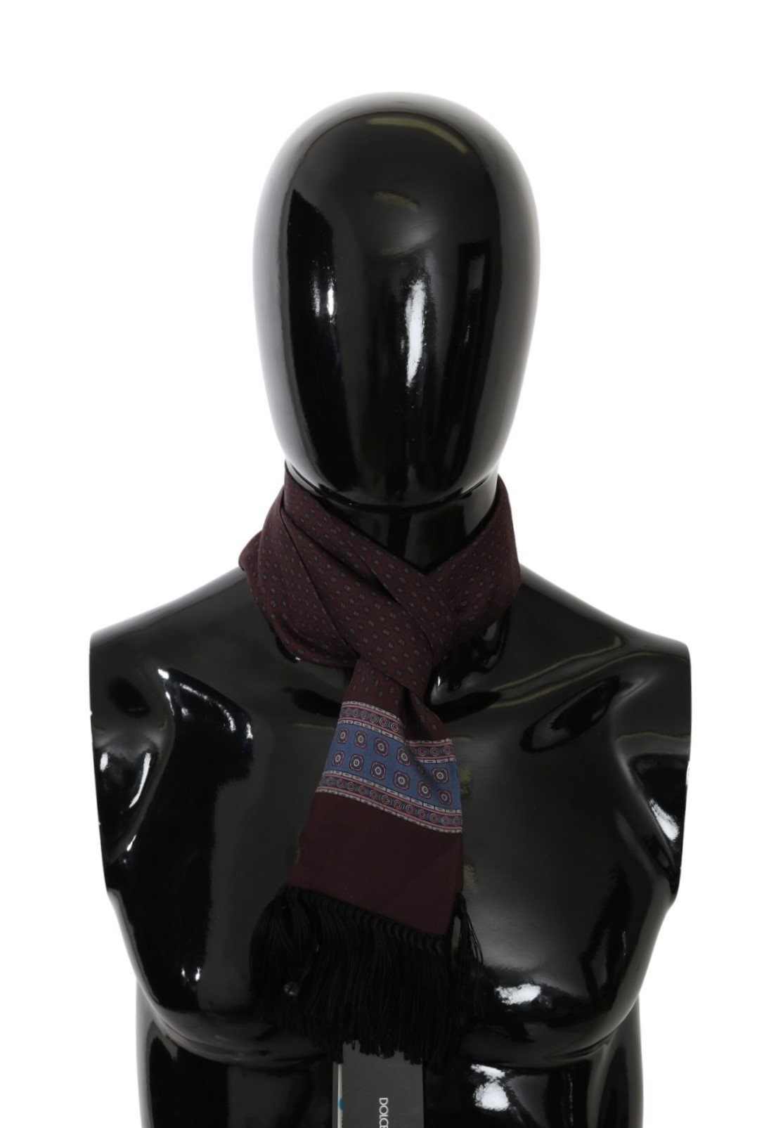 Dolce & Gabbana Men's Baroque Fringe Wrap Shawl Silk Scarf Bordeaux MS5518