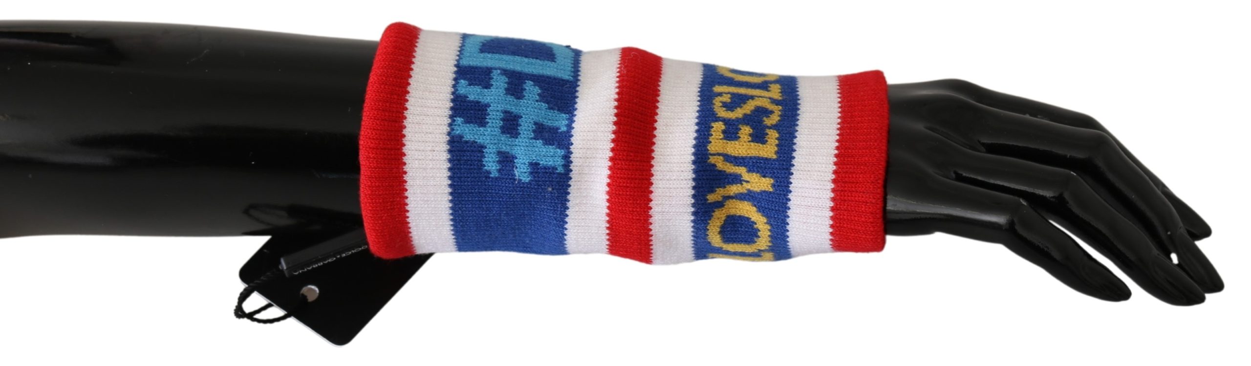 Dolce & Gabbana Men's Wool Arm Warmer DG LOVE Gloves White LB3006