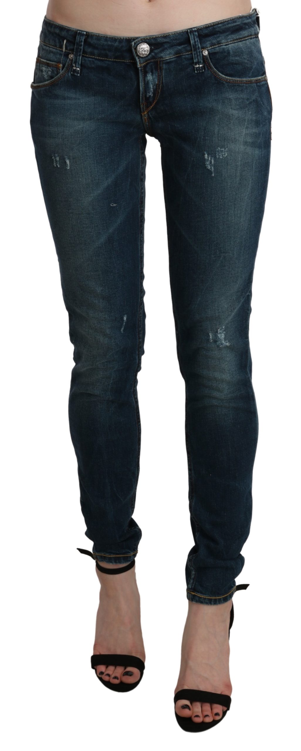 Blue Washed Low Waist Skinny Denim Jeans - W29
