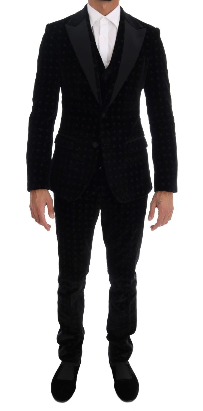 Dolce & Gabbana Men's Slim Floral Embroidered Suit Beige KOS1130 - IT44 | XS
