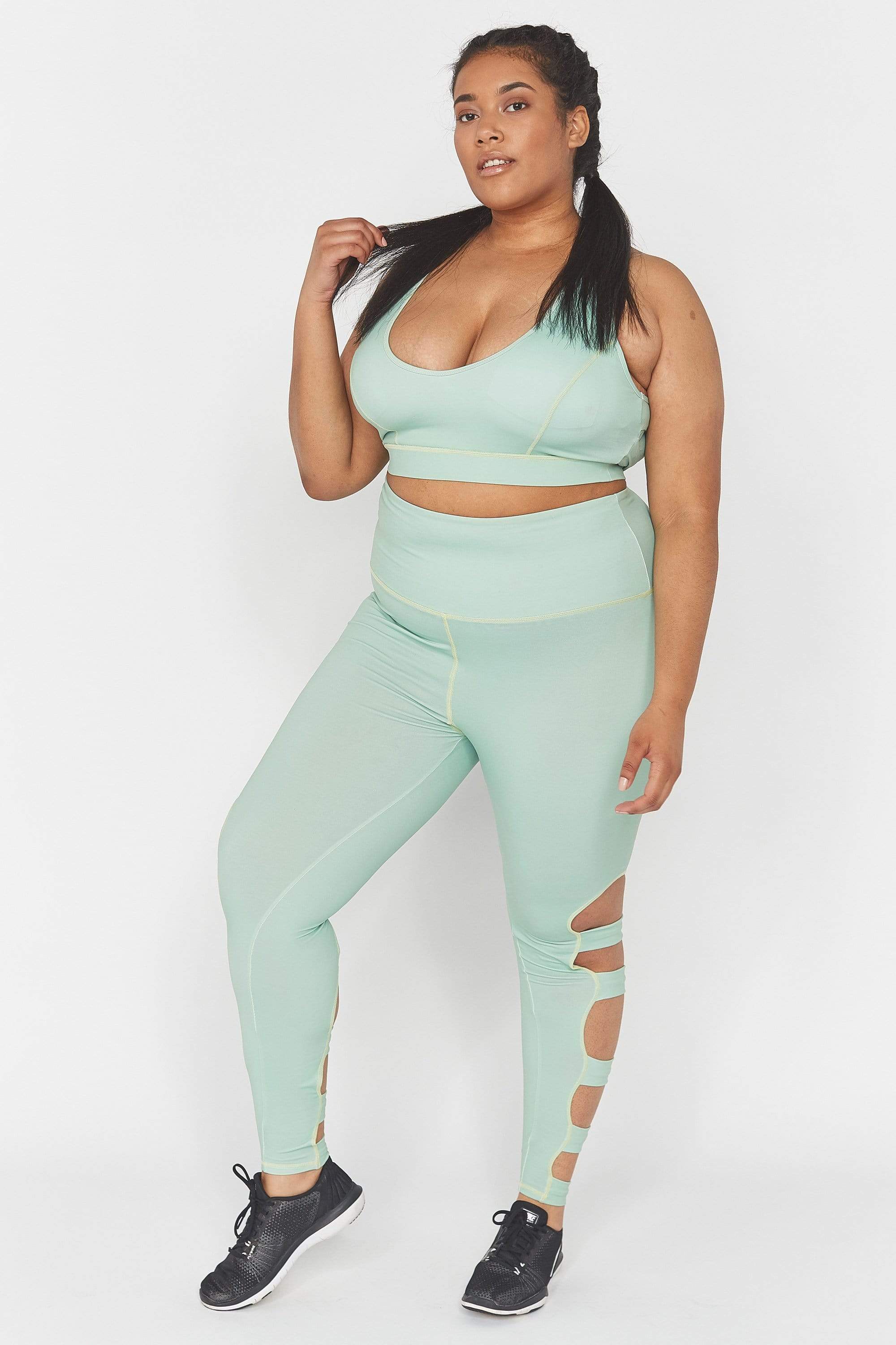 Wolf & Whistle Green Long Strappy Curve leggings UK 18 / US 14